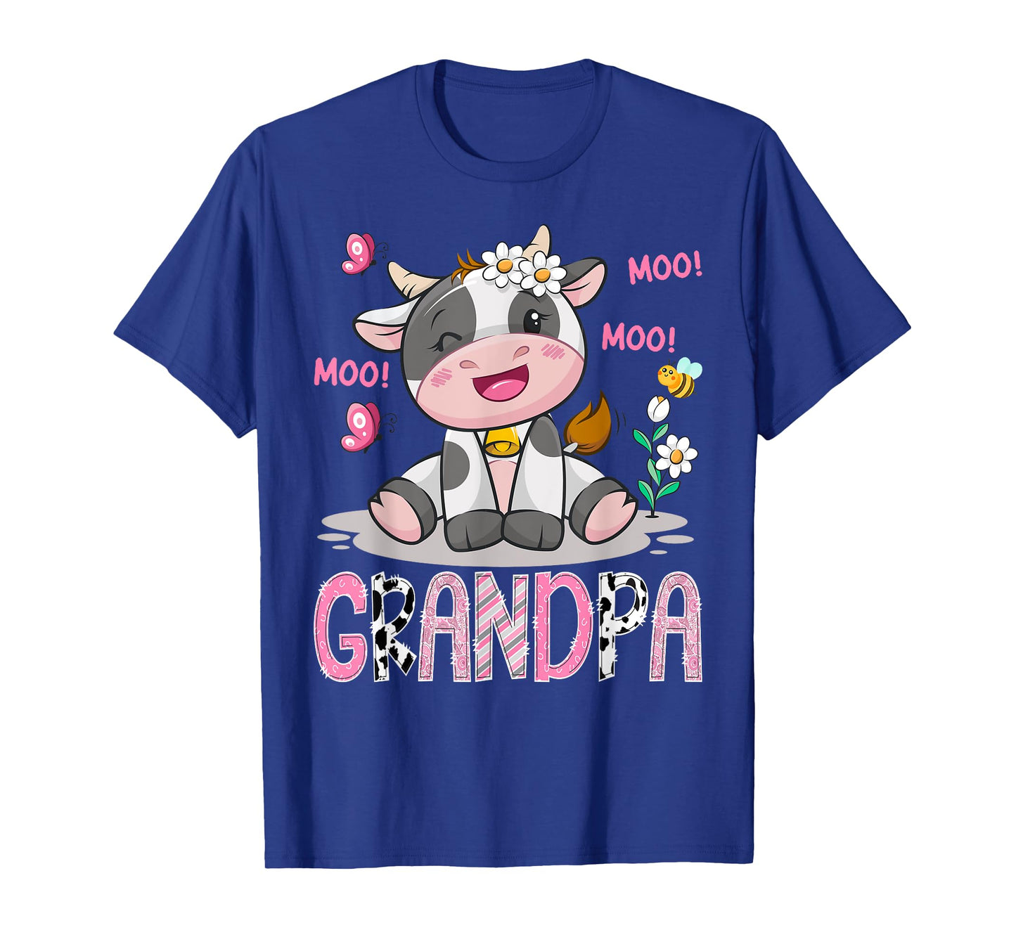 Grandpa Pink Farm Cute Cow Moo Moo Birthday Girl Matching T-Shirt