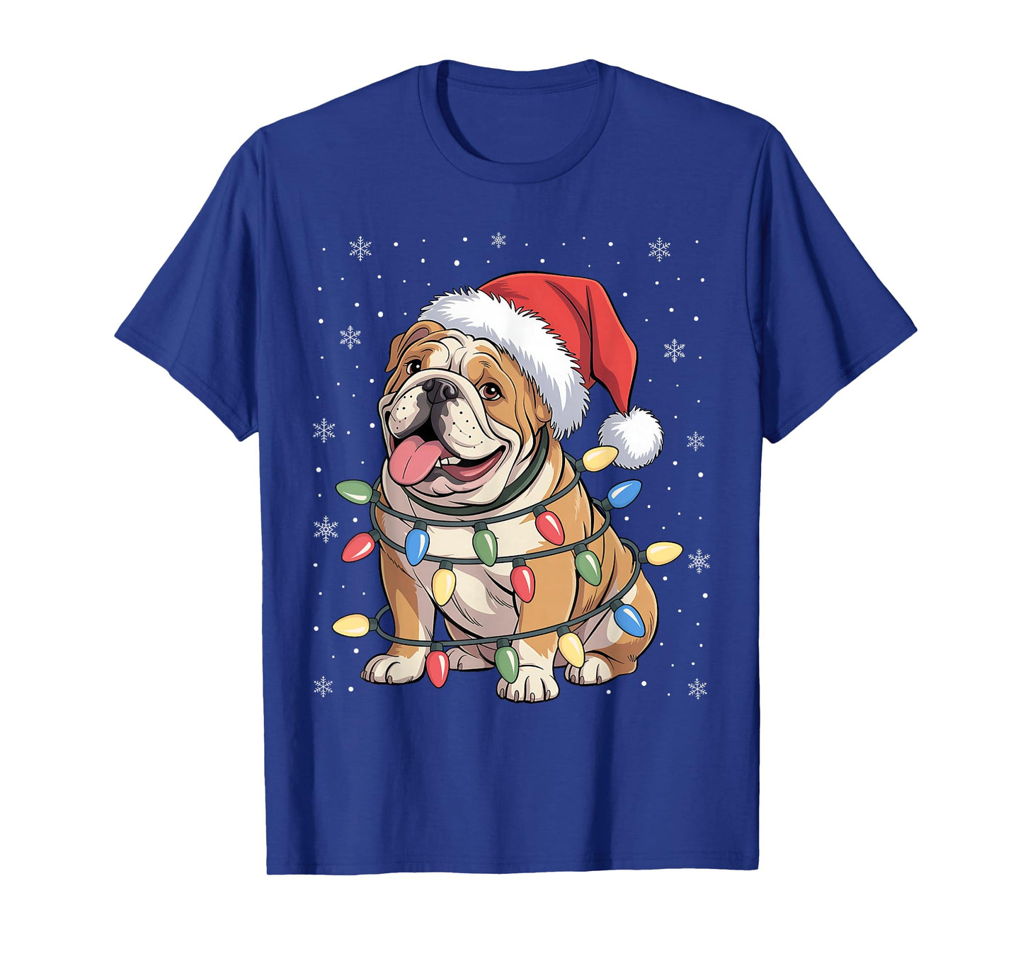 English Bulldog Christmas Tree Lights Dogs Xmas Pajamas T-Shirt