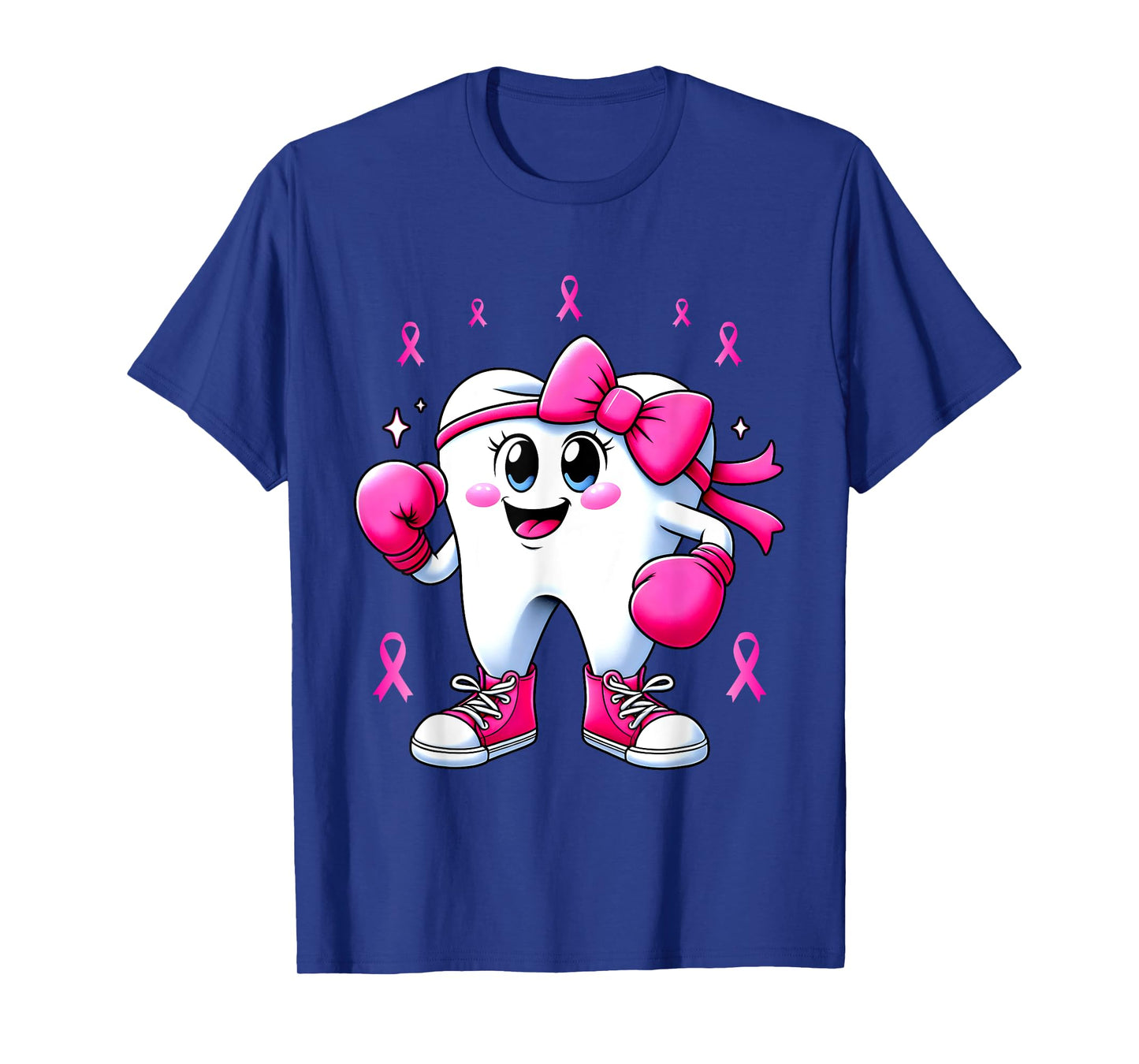 Cute Tooth Boxing Gloves Breast Cancer Awareness Pink Ribbon T-Shirt