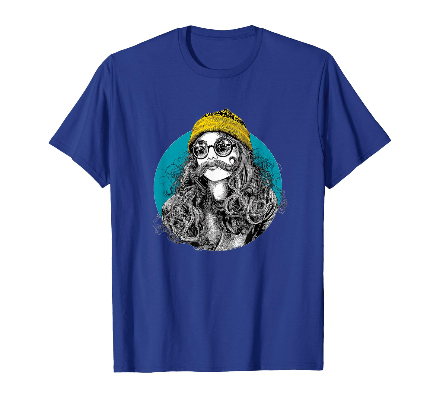 Funny Mustache Girl Logo T-Shirt