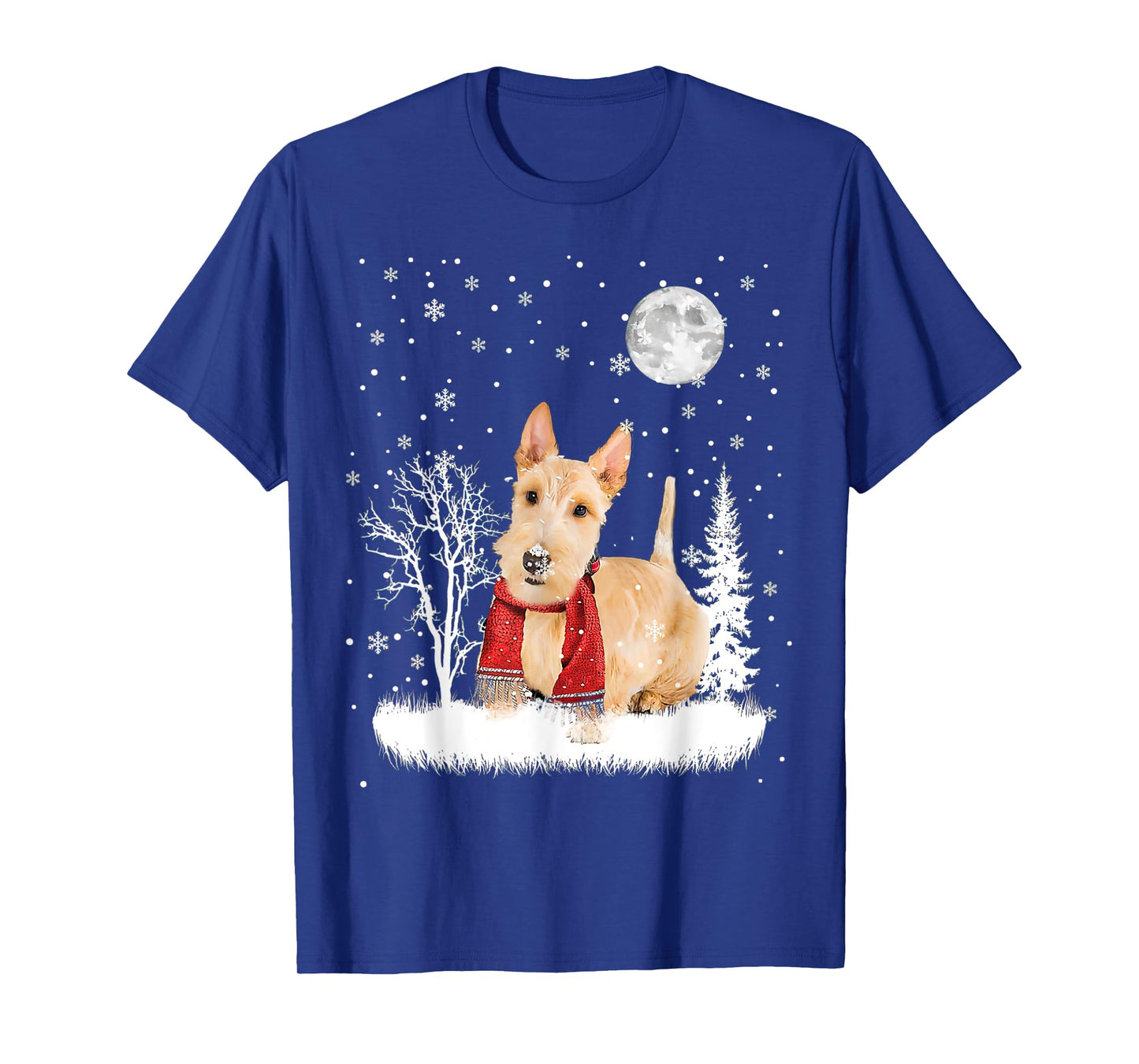 Scottish Terrier Under Moonlight Snow Christmas Pajama T-Shirt