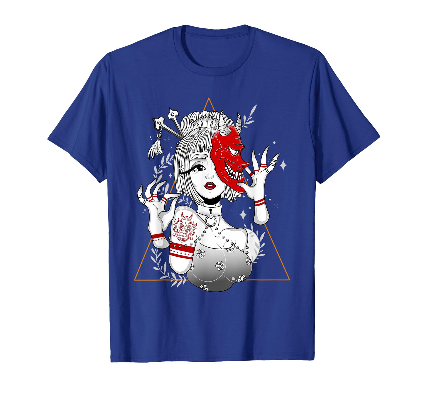 Japanese Demon Culture Samurai Geisha Girl Hannya Gift Tee T-Shirt