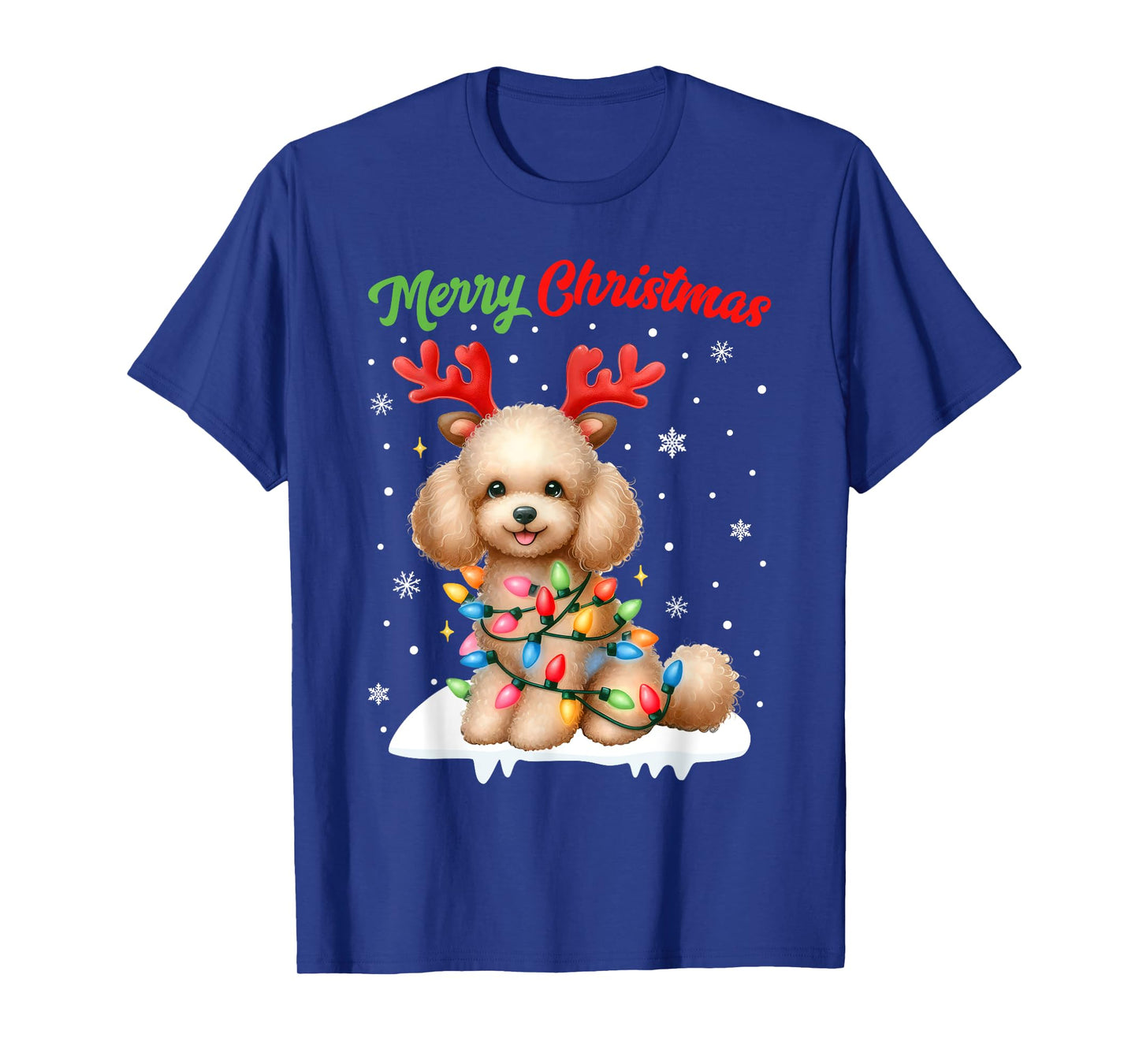 Christmas Pajamas Men Women Kids Christmas Poodle Dog T-Shirt