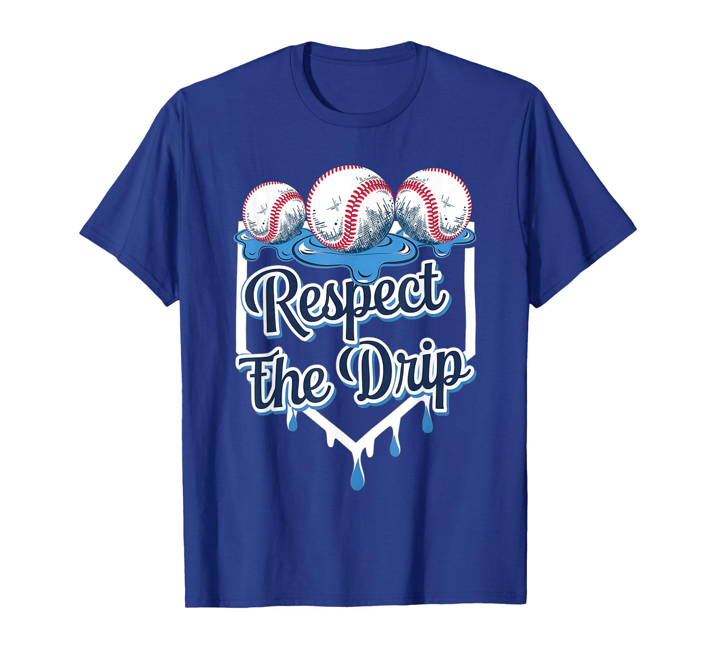 Respect The Drip Baseball Home Plate Ice Cream Dripping Boys T-Shirt