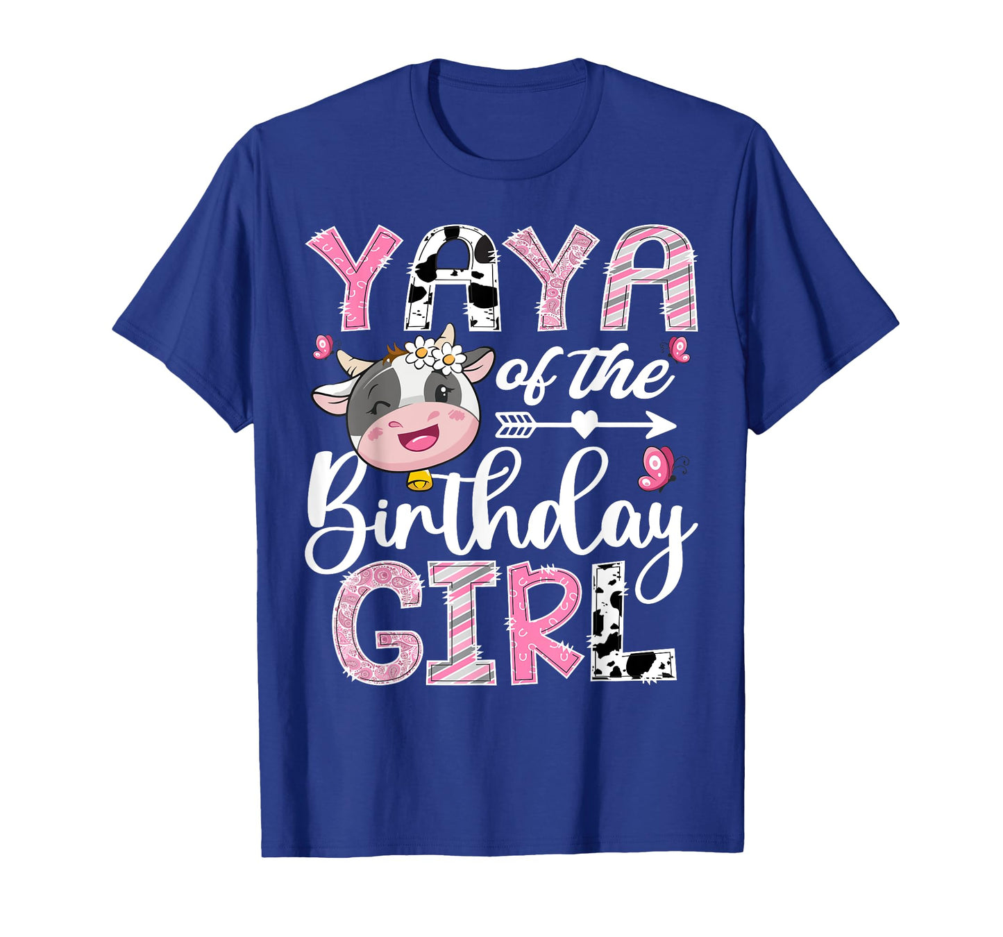 Yaya Of The Birthday Girl Pink Farm Cow 1St Birthday T-Shirt