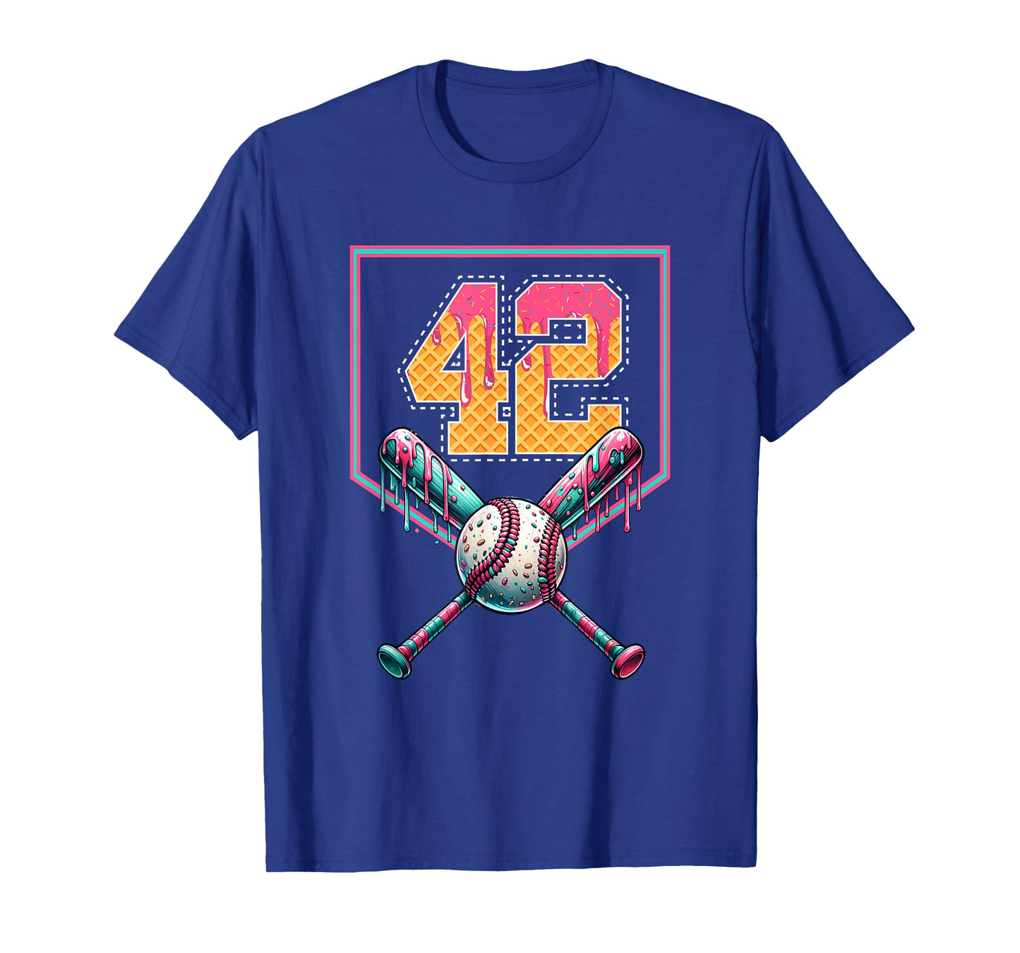 Baseball Drip Number 42 Player Or 42nd Birthday T-Shirt