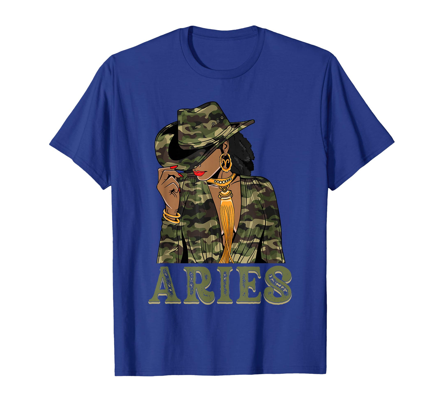 Aries Western Black Cowgirl Camo Camoflauge Zodiac T-Shirt