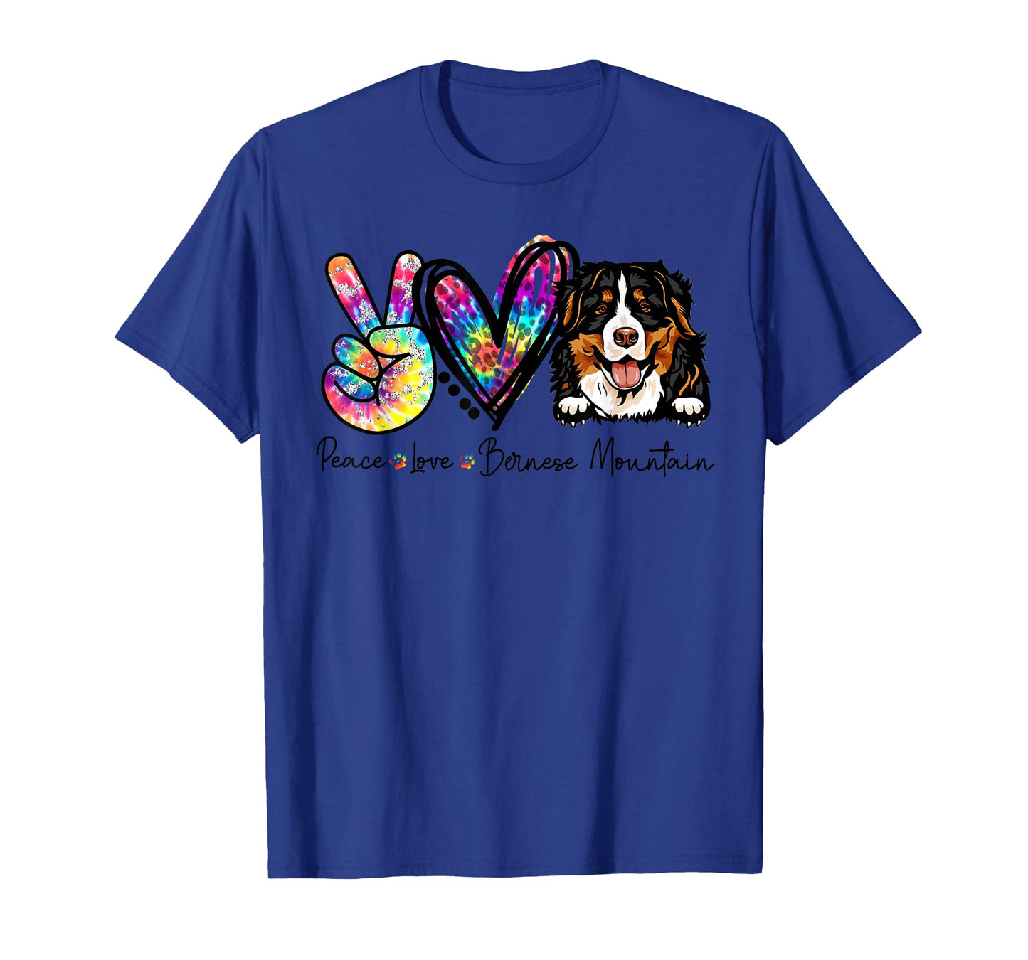 Peace Love Bernese Mountain Funny Tie Dye Dog Lovers T-Shirt Small