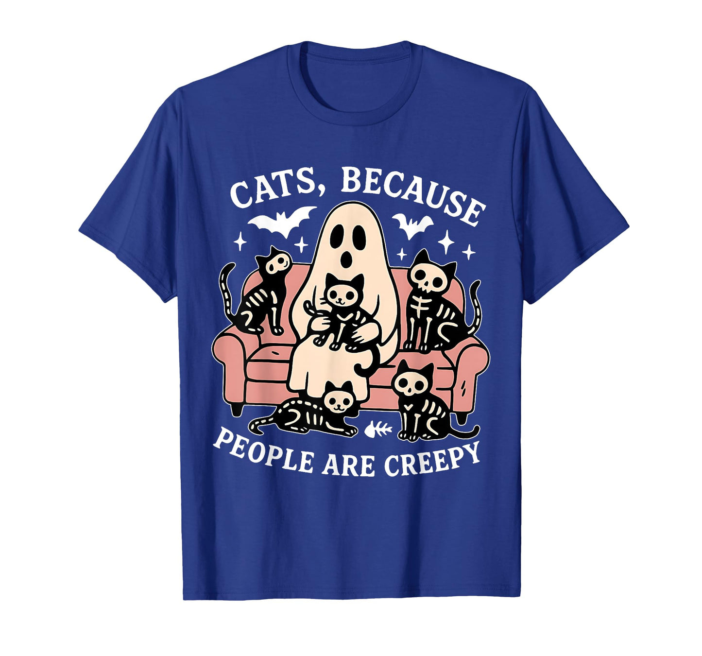 Cats Because People are Creepy Funny Ghost Skeleton Cat T-Shirt