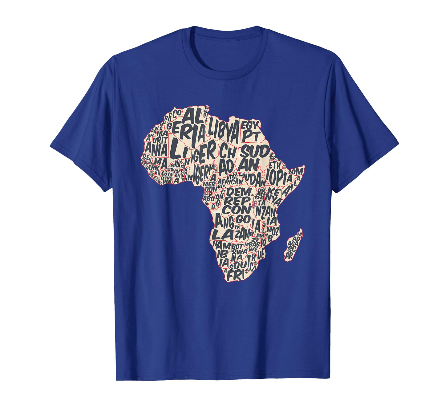 African countries Map in Typography, country names of Africa T-Shirt