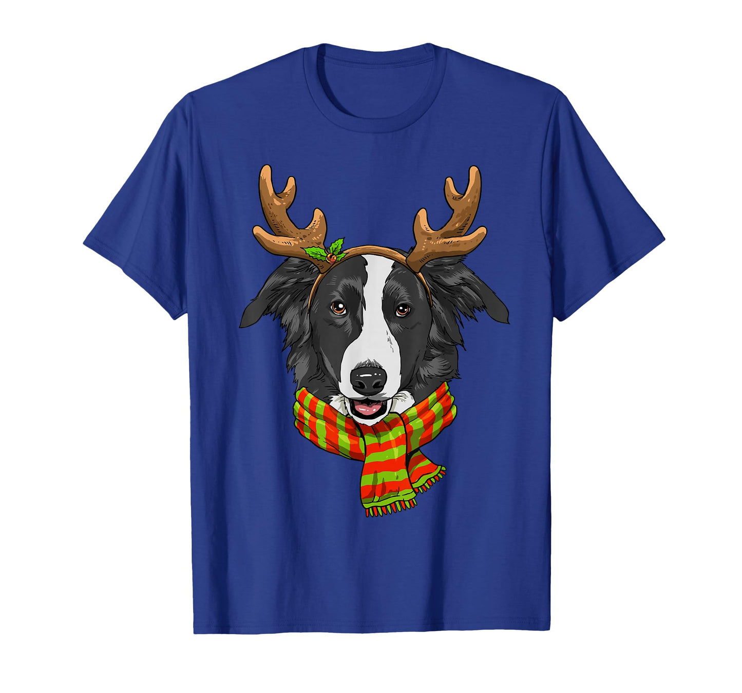 Border Collie Christmas Reindeer Antlers Dog Xmas T-Shirt