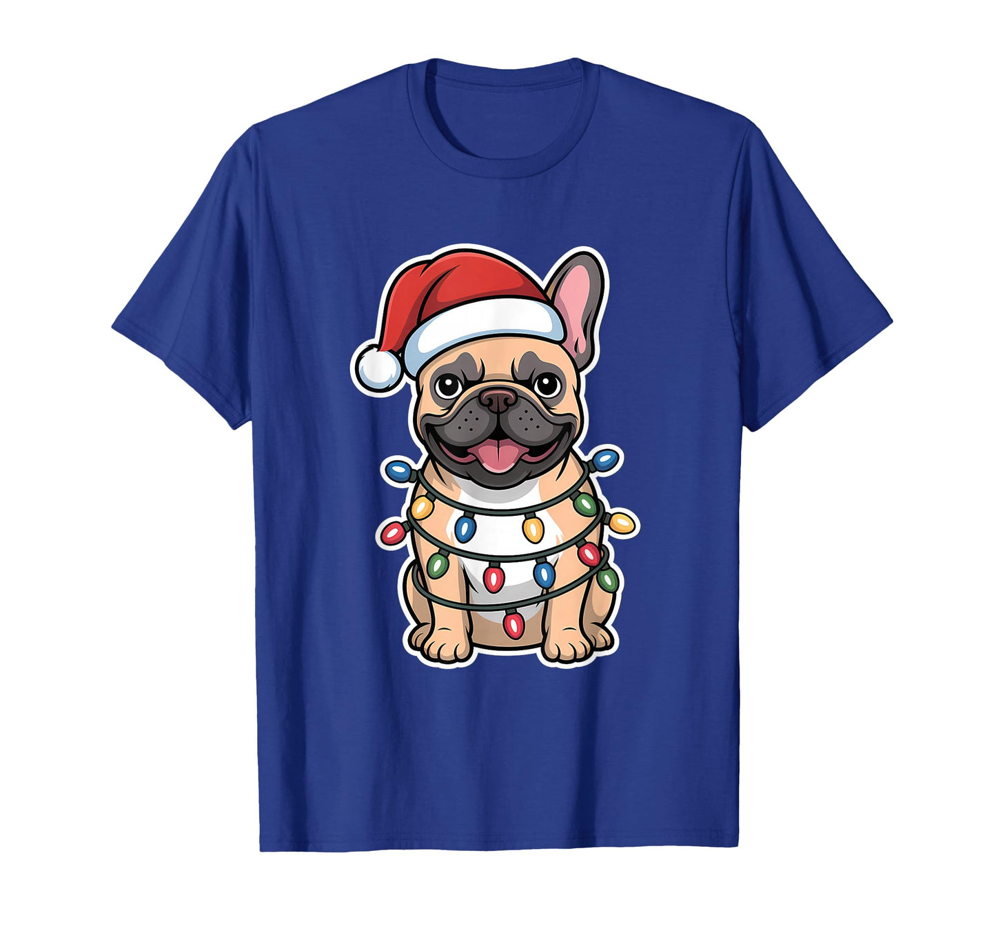 French Bulldog Wrapped in Christmas Lights T-Shirt