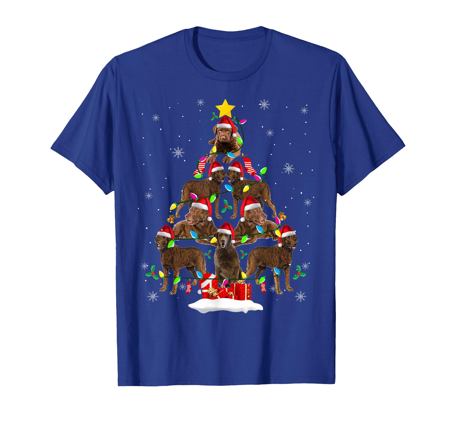 Chesapeake Bay Retriever Christmas Tree Funny Santa Dog Gift Men Women Kids T-Shirt