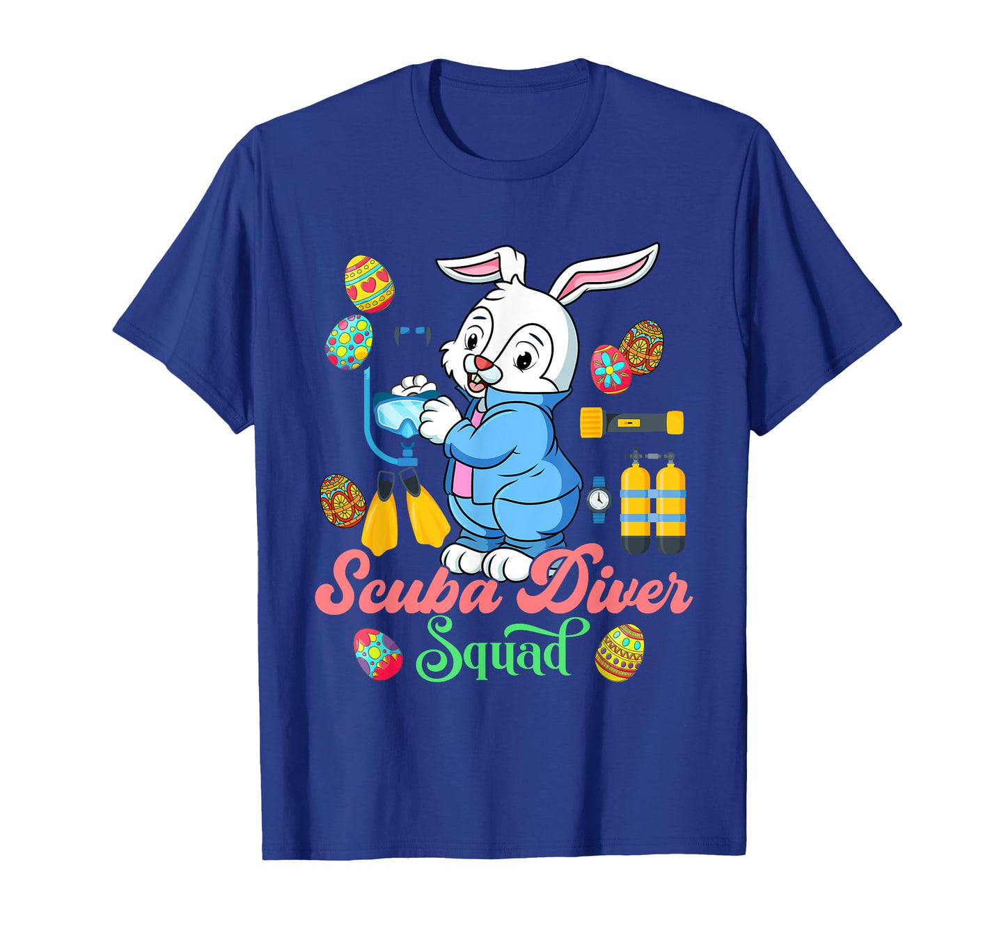 Scuba Diver Squad Funny Easter Bunny Chocolate Eggs T-Shirt