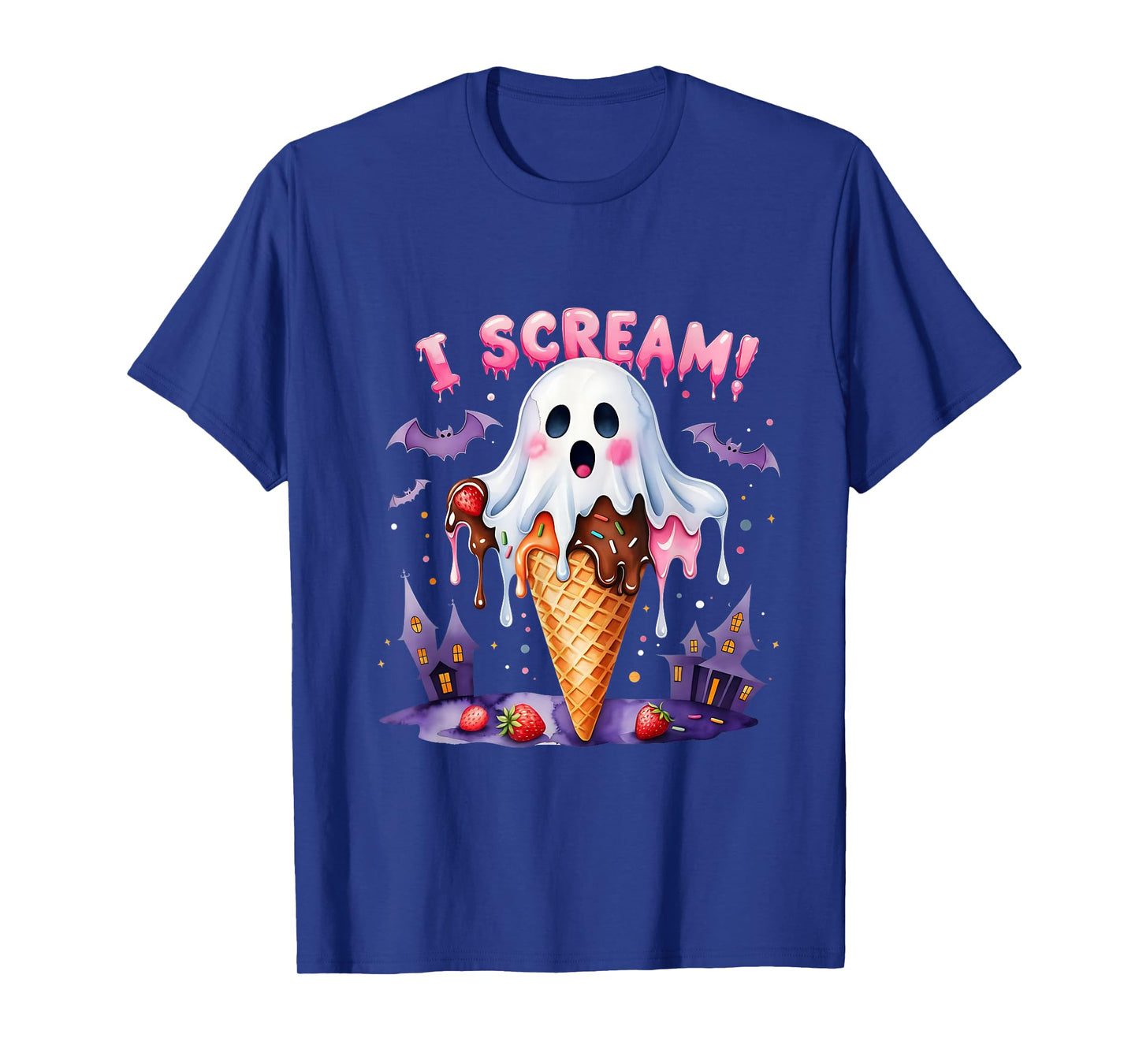 I Scream Ghost Ice Cream Halloween Cute Funny Art T-Shirt