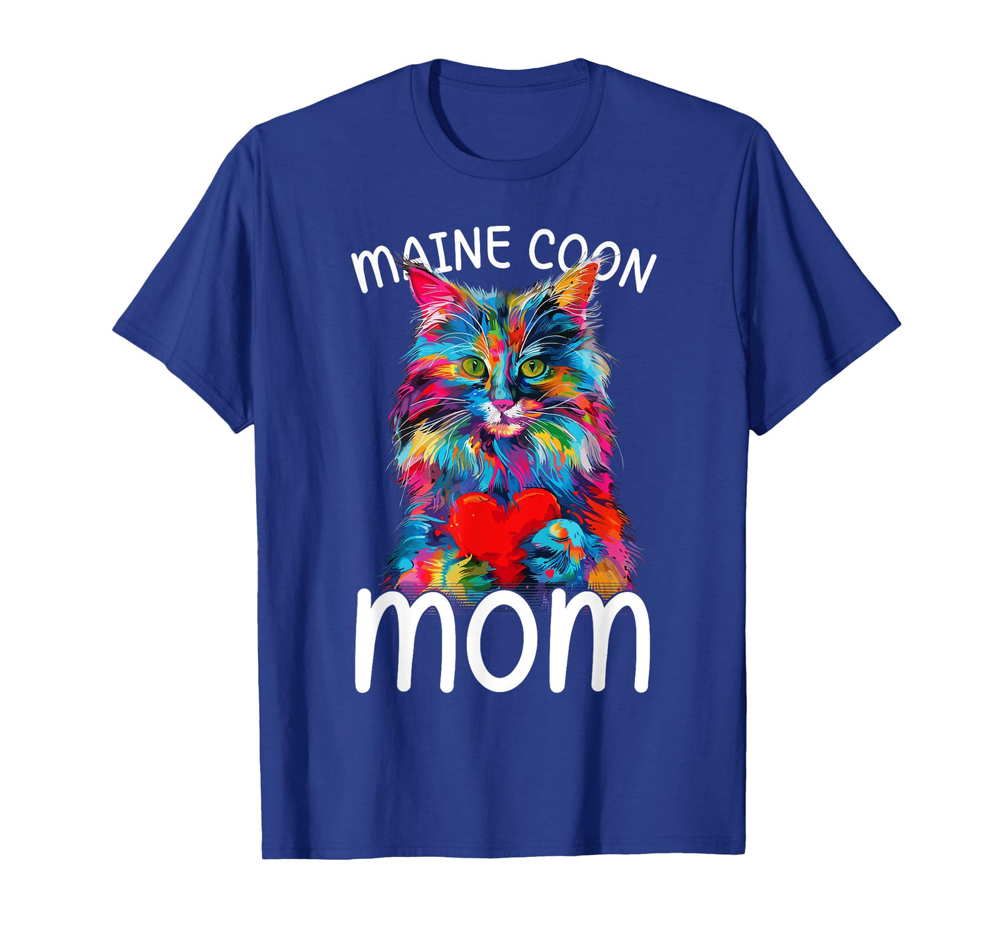 Maine Coon Cat Lovers Heart Design Womens Maine Coon Cat Mom T-Shirt
