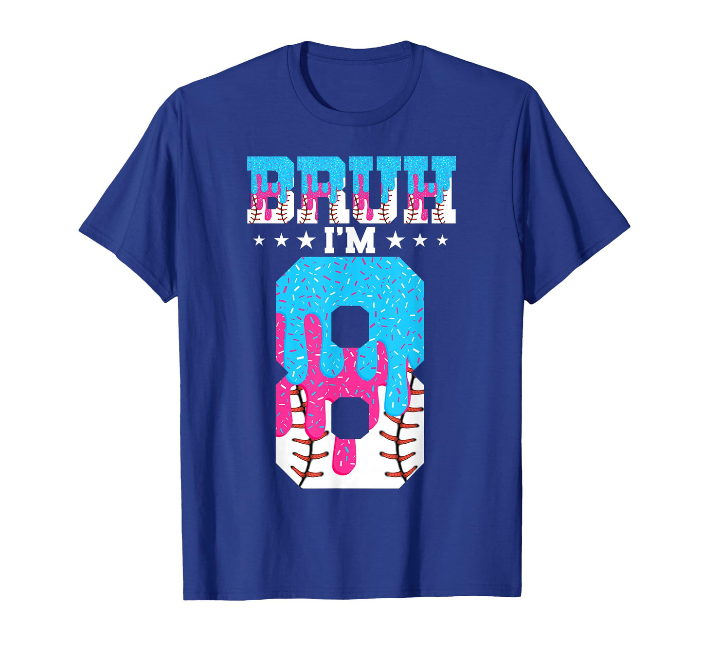 Bruh 8th Birthday Boy Baseball Ice Cream Drip 8 Year Old Boy T-Shirt