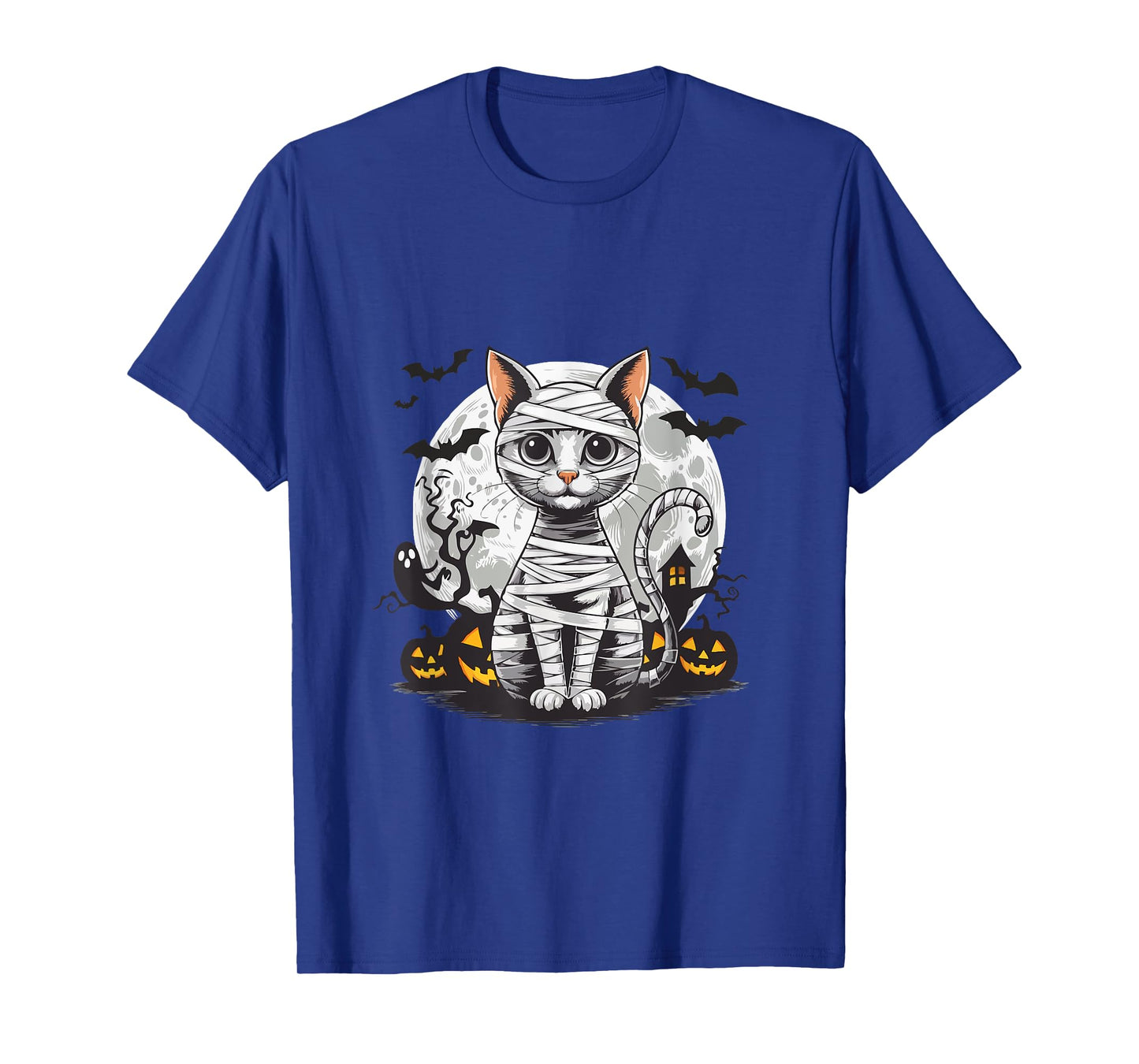 Spooky Cat Mummy Full Moon - Halloween Cat Lovers T-Shirt