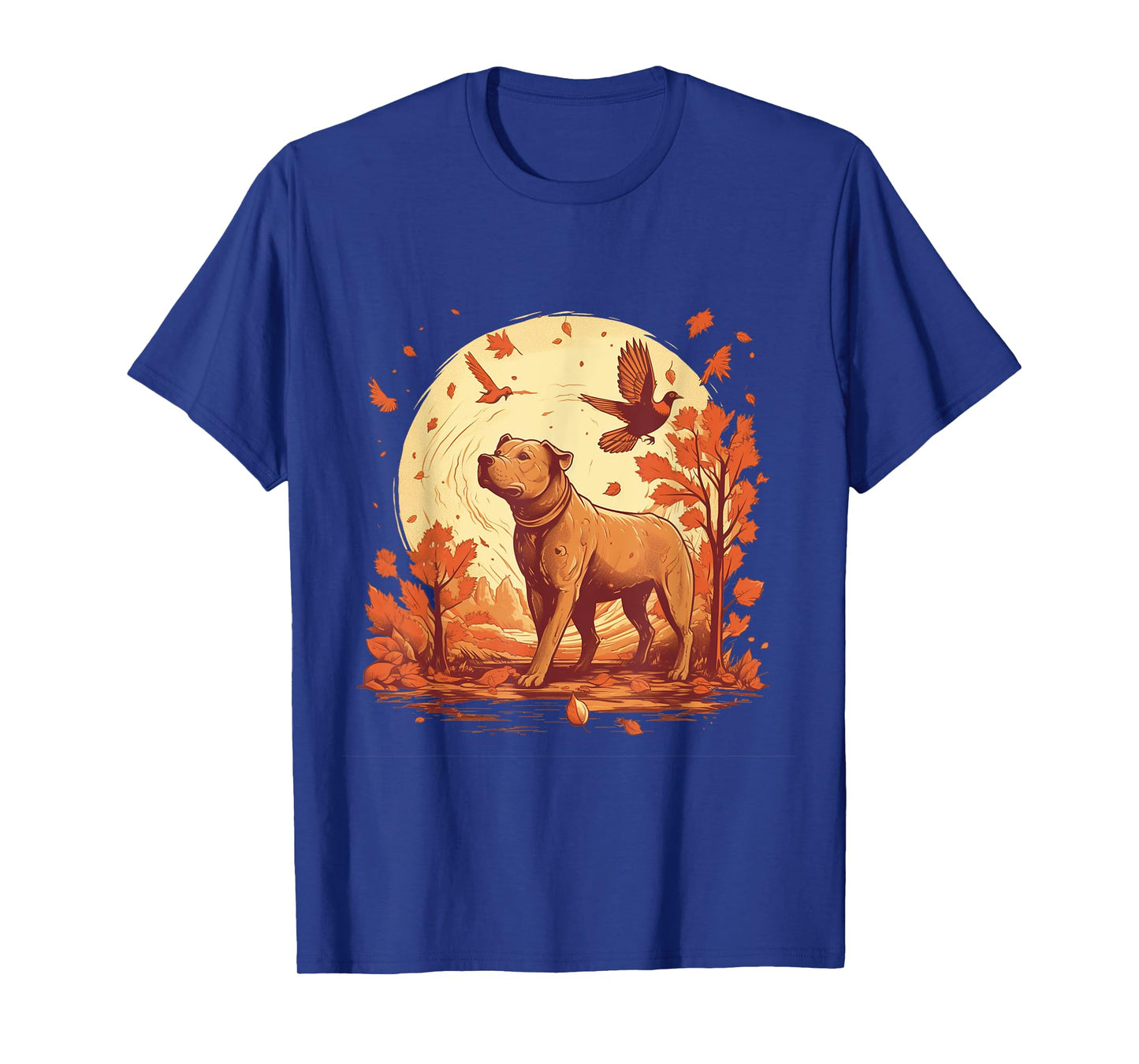 Pitbull Fall Leaves Thanksgiving Day Dog Lover Puppy Owner T-Shirt