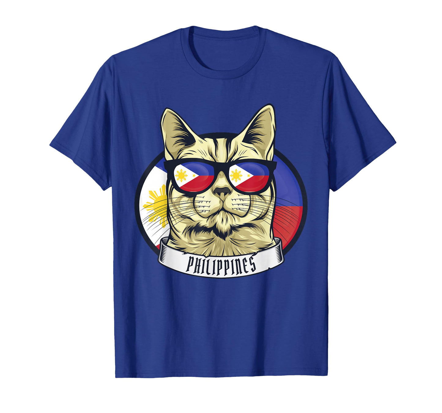 Filipino Patriotic Cat From Philippines Flag Pride Country T-Shirt
