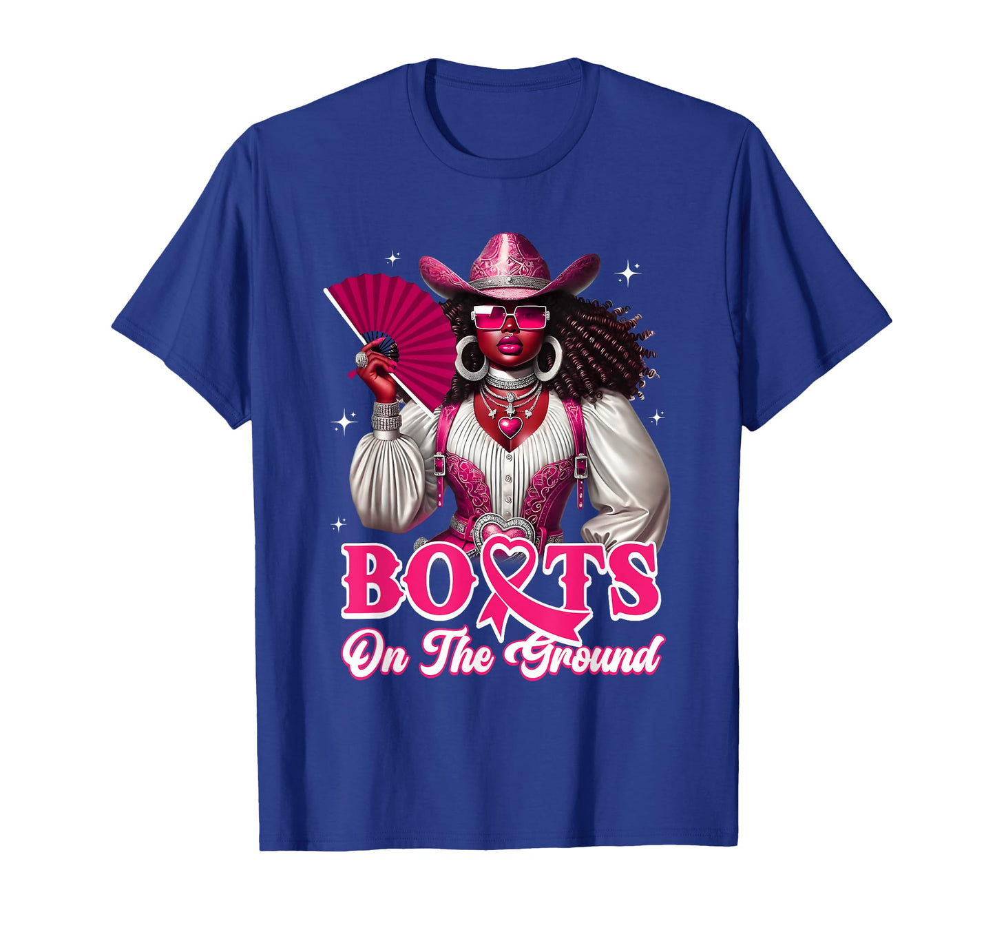 Boots On The Ground Pink Cowgirl Breast Cancer Western Women T-Shirt