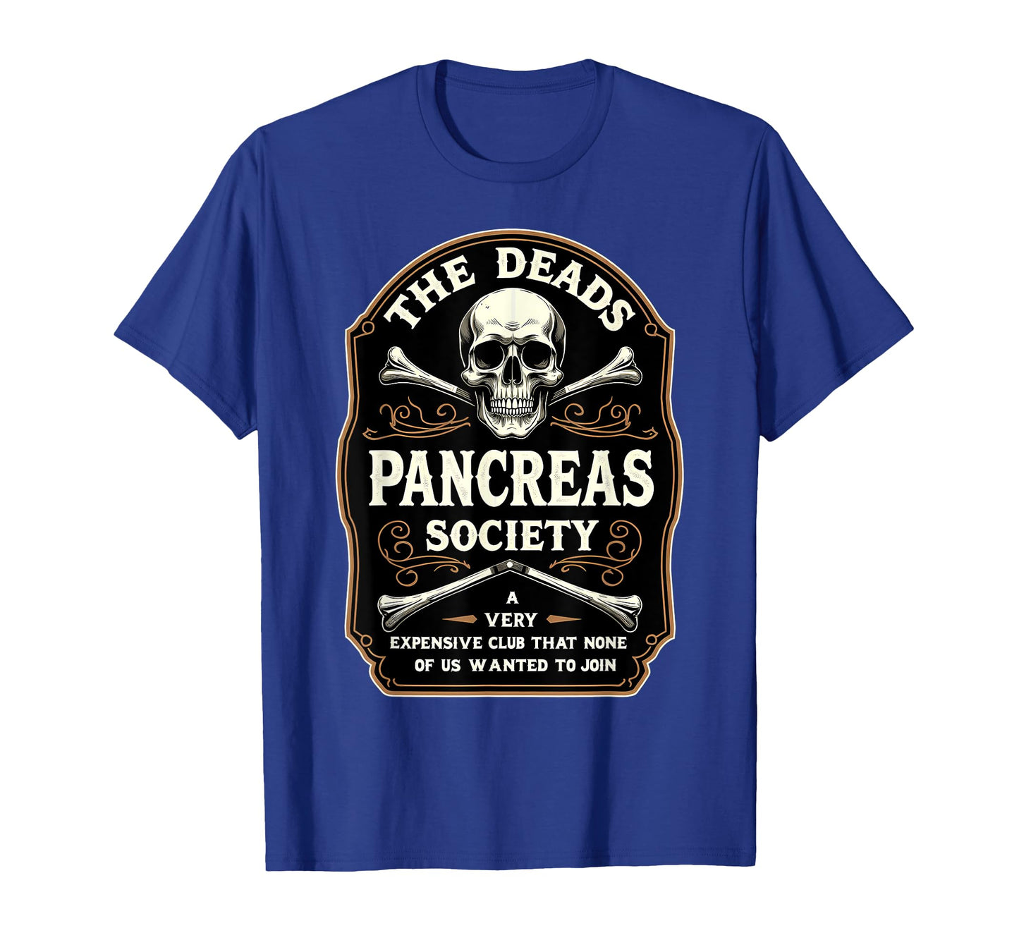 Humor Dead Pancreas Society Diabetes Warrior Skull Halloween T-Shirt