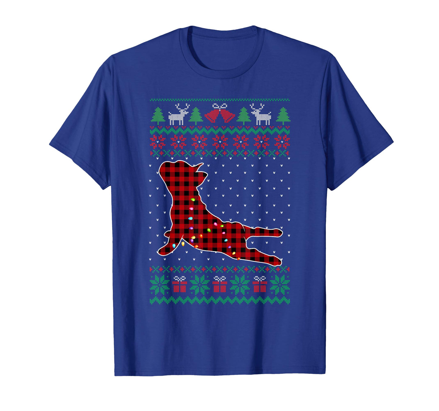 Frenchie Red Plaid Buffalo Funny Ugly Christmas Sweater T-Shirt