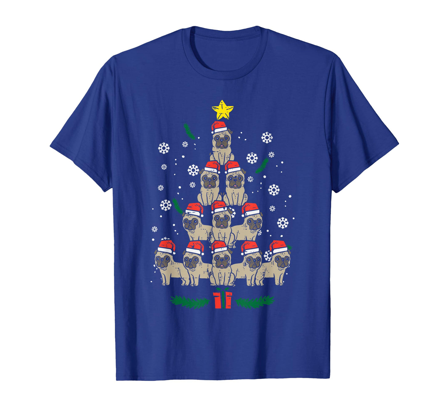 Pug Christmas Tree Dog Xmas Men Women Kids T-Shirt
