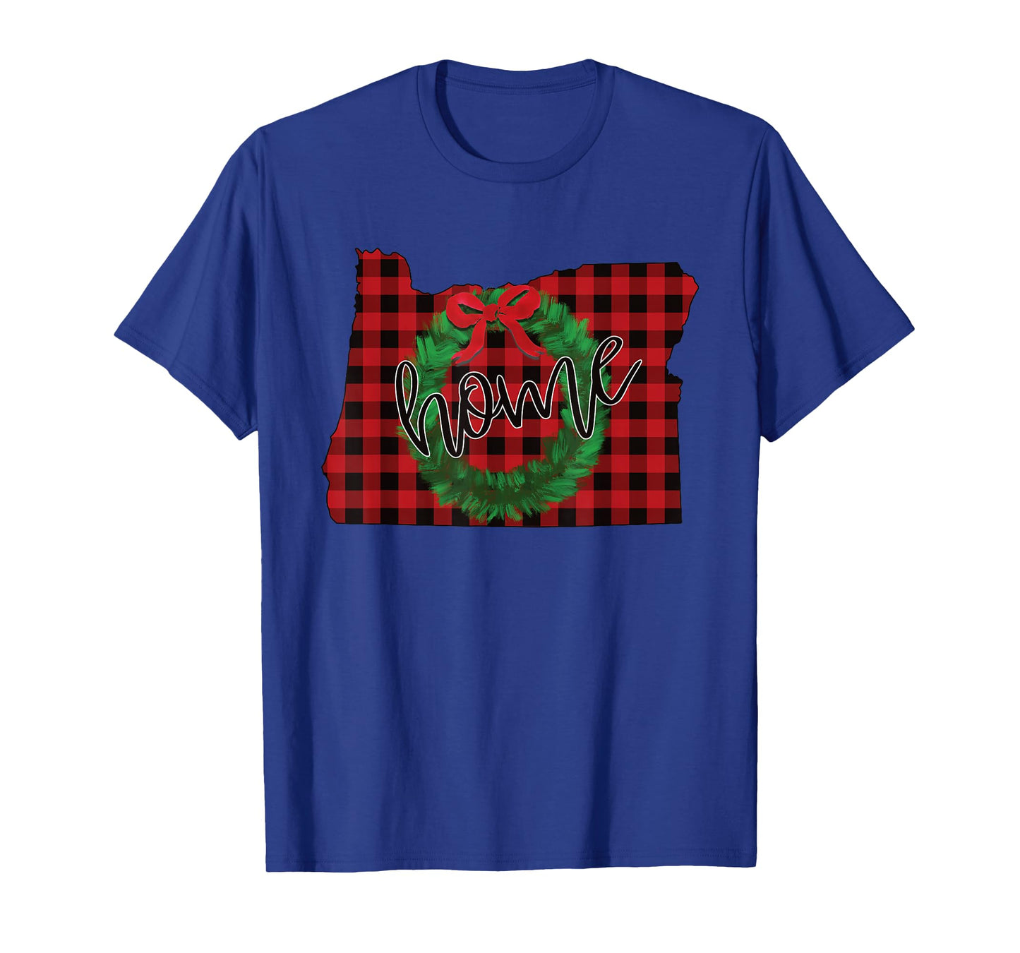 Oregon Buffalo Plaid Christmas Home Wreath Retro T-Shirt
