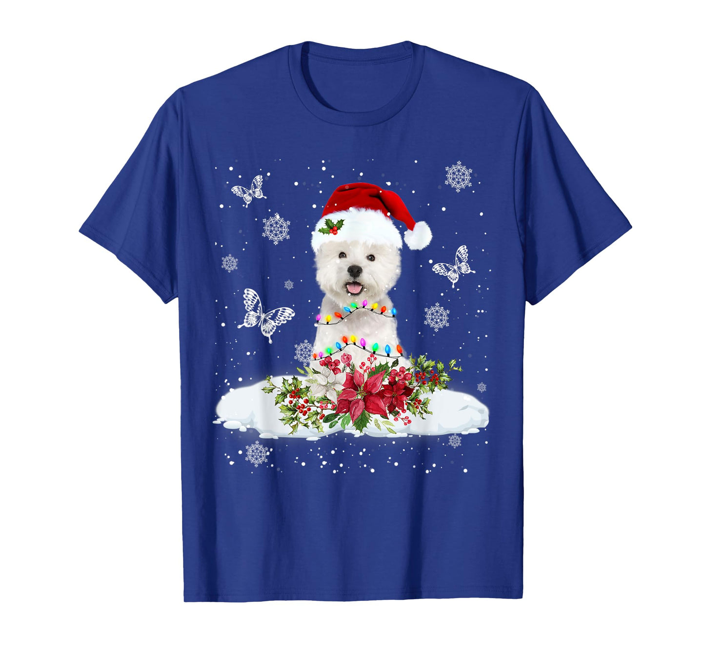 Westie Snowly Christmas Tree Lights Pajama Dog Xmas T-Shirt