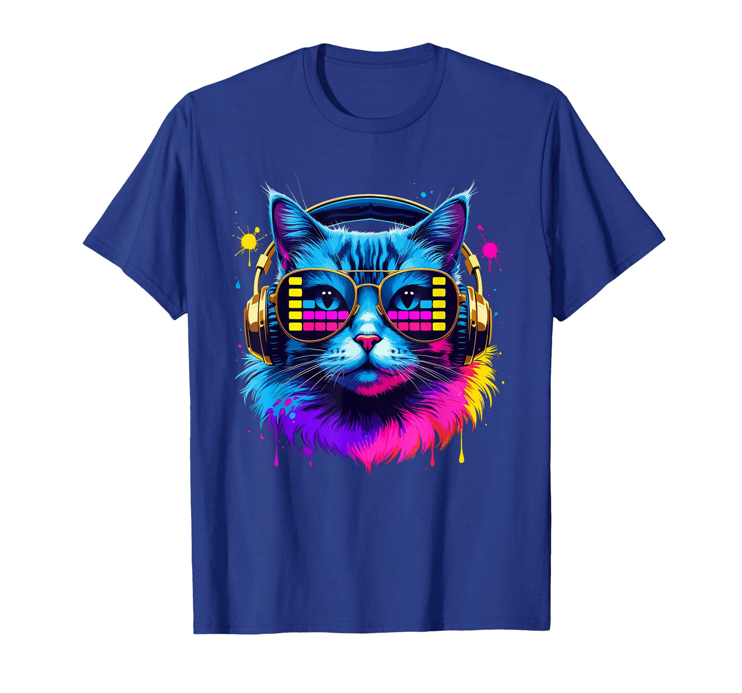Rainbow DJ Cat Music Lover For Cat Lover Cat Mom Cat Dad T-Shirt