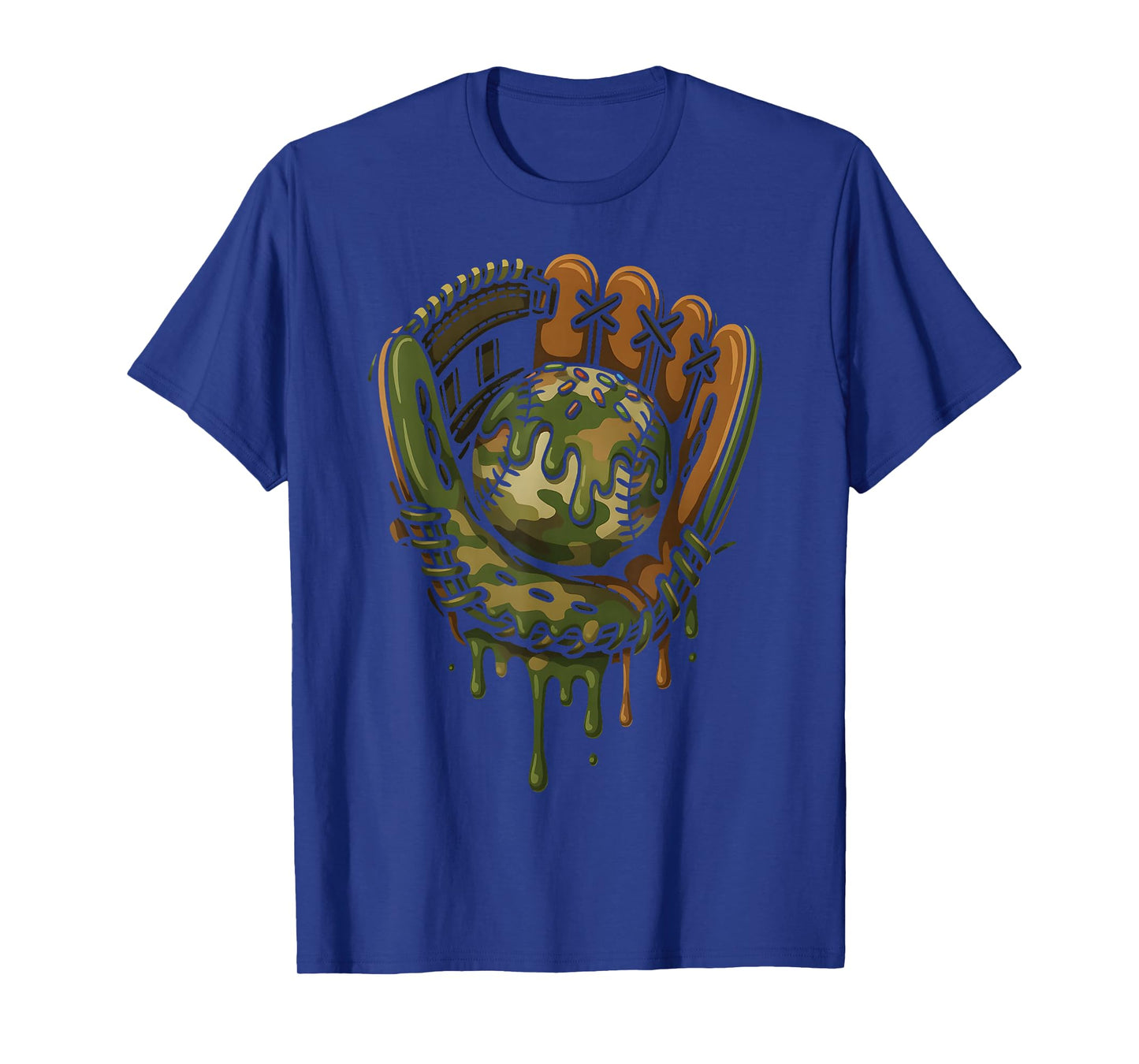 Baseball Drip Camo Baseball Glove Boys Sports Cool Game Day T-Shirt