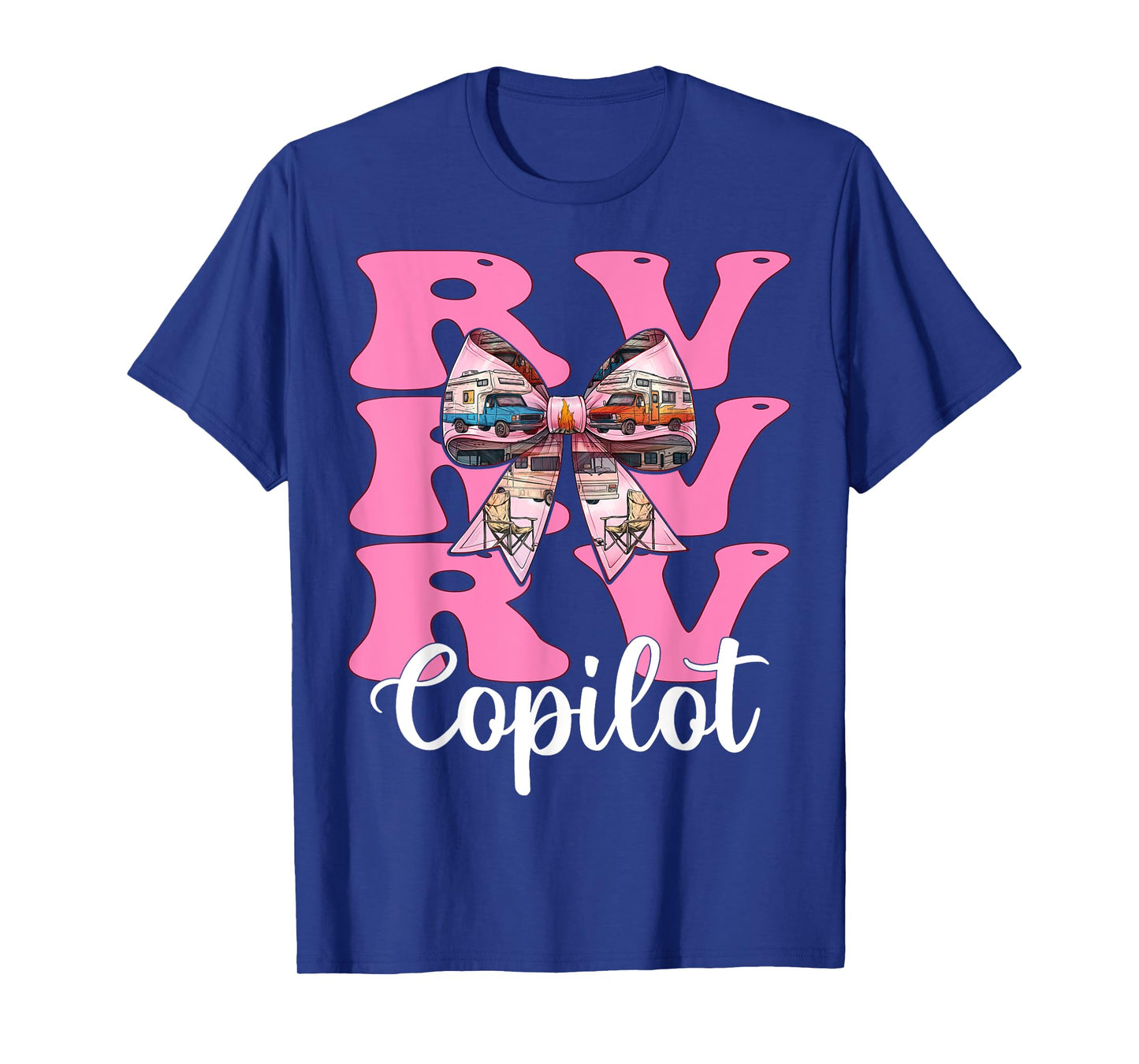 RV Copilot RV Camping Camper Motorhome Girl Mom Coquette Bow T-Shirt