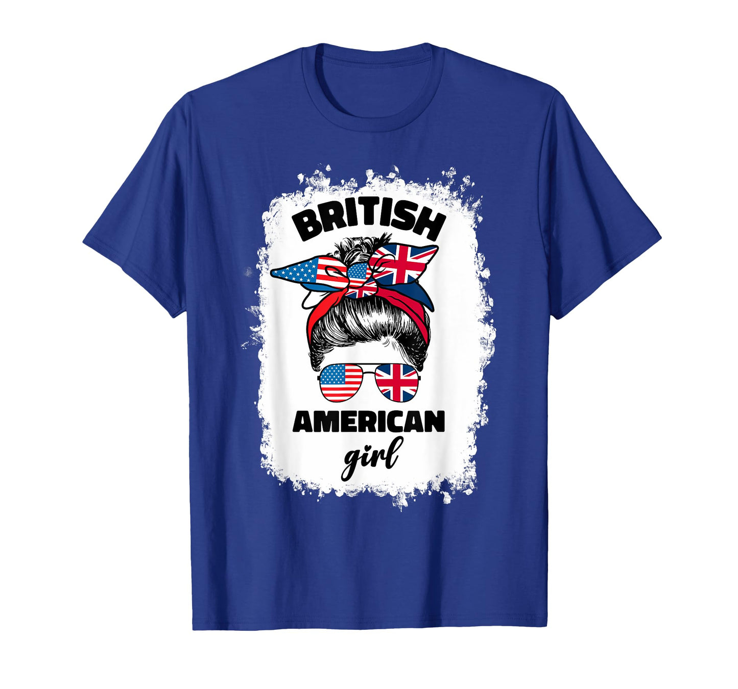 Half American British America Great Britain UK USA Flag Girl T-Shirt