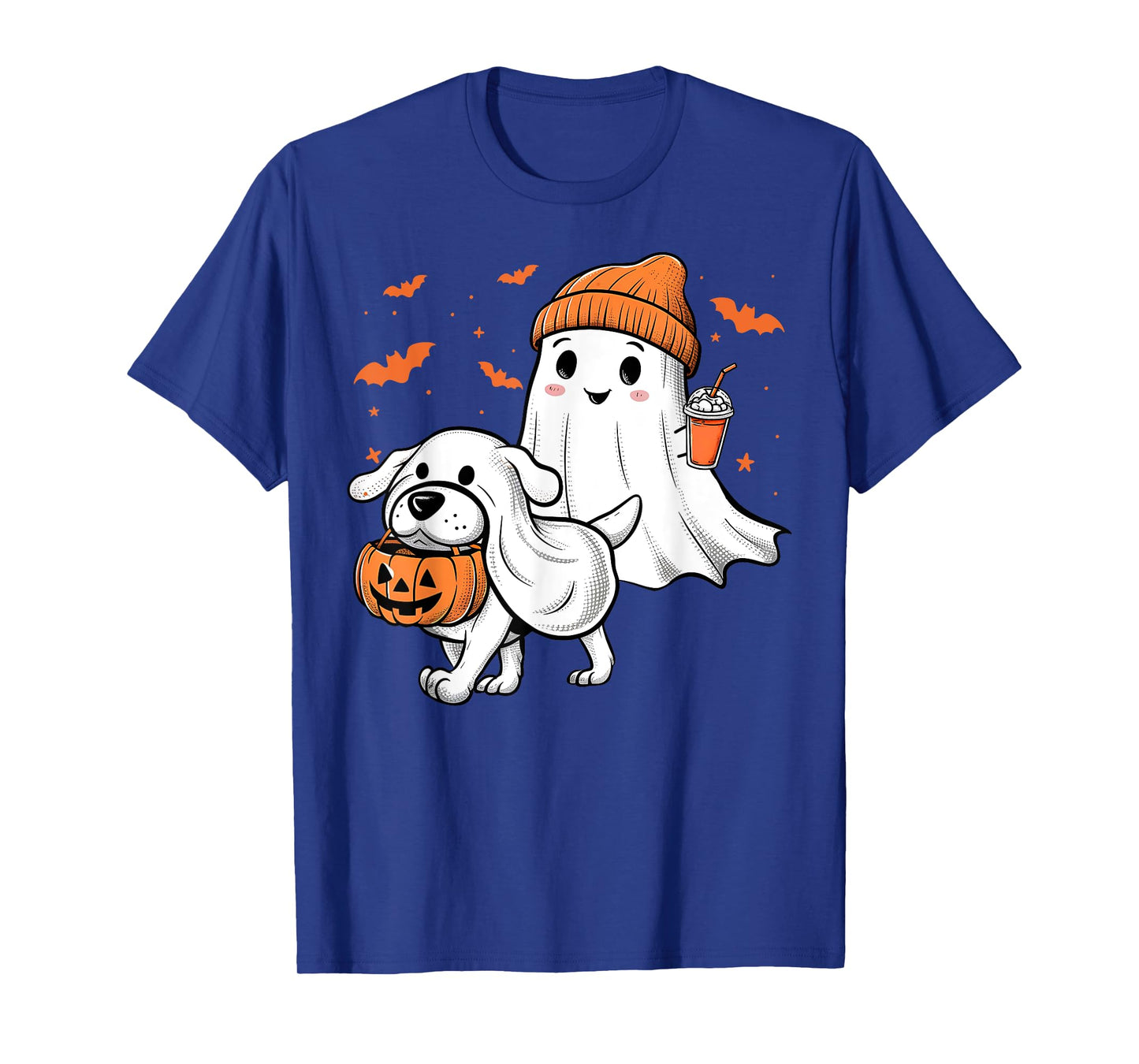 Cute Ghost Walking Dog Coquette Bow Halloween Dog Lover Girl T-Shirt