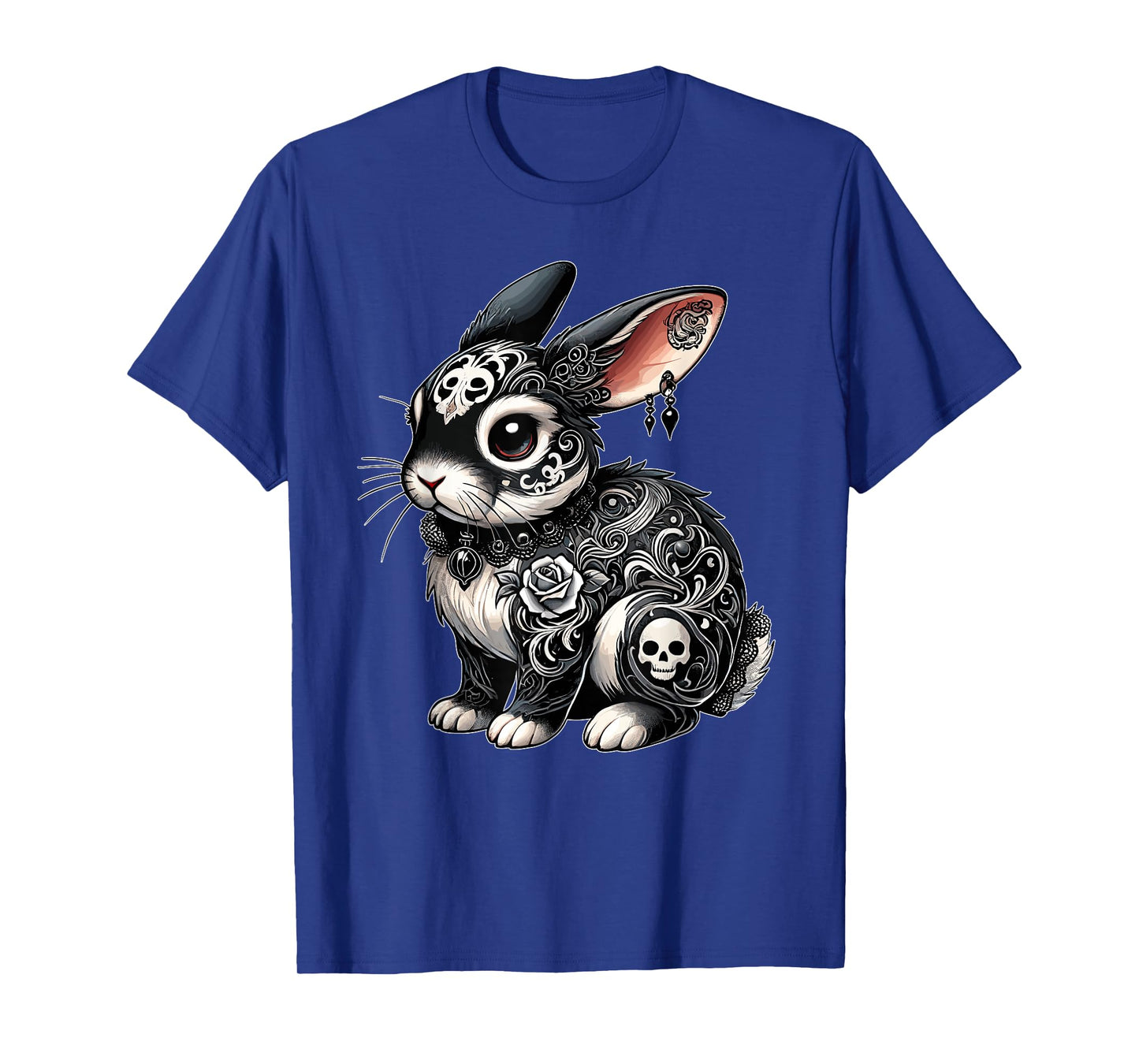 Gothic Filigree Rabbit with Skulls T-Shirt
