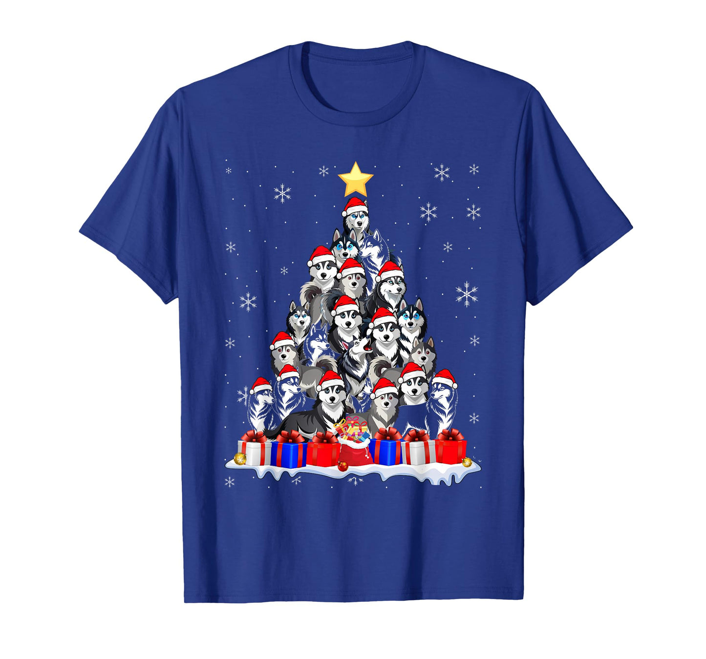 Funny Siberian Husky Christmas Tree Pet Dog Lover T-Shirt