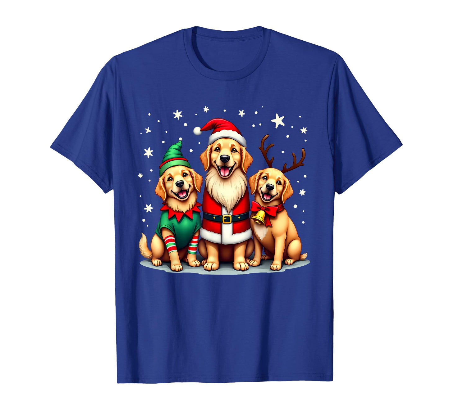 Golden Retriever Christmas Dogs Funny Santa Reindeer Elf T-Shirt