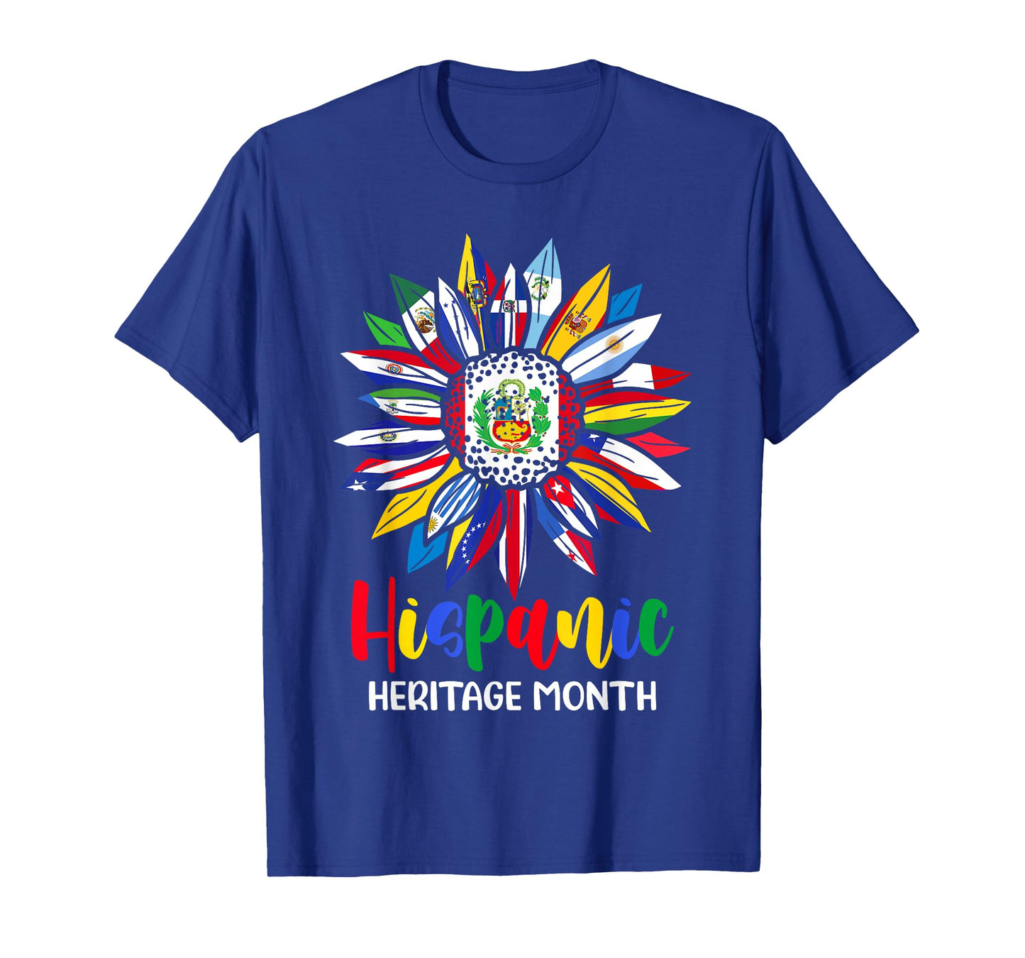 Hispanic Heritage Month Peru Flag Sunflower Latino Flags T-Shirt