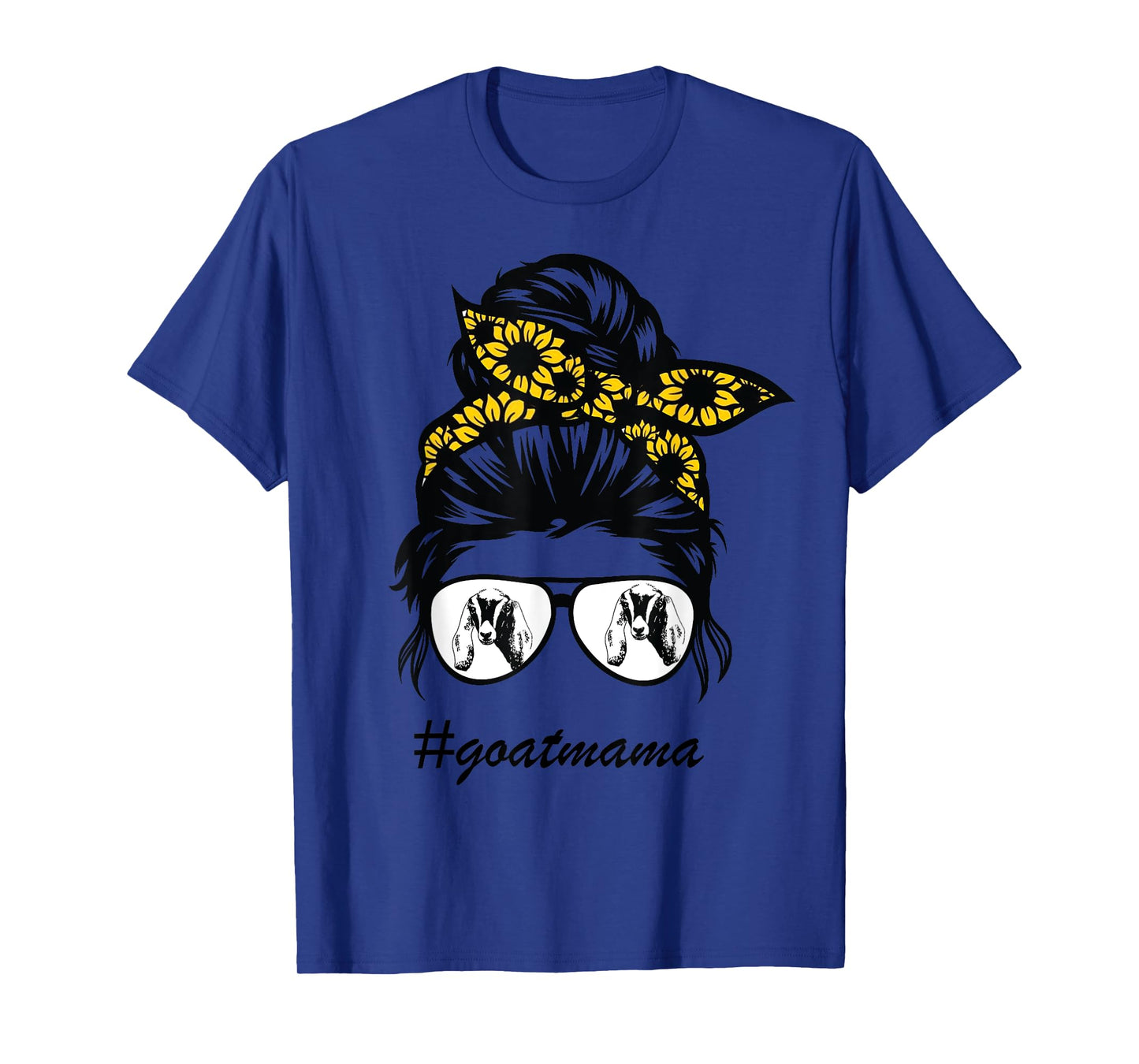 nubians goat mama messy hair bun sunflower mother day 2021 T-Shirt
