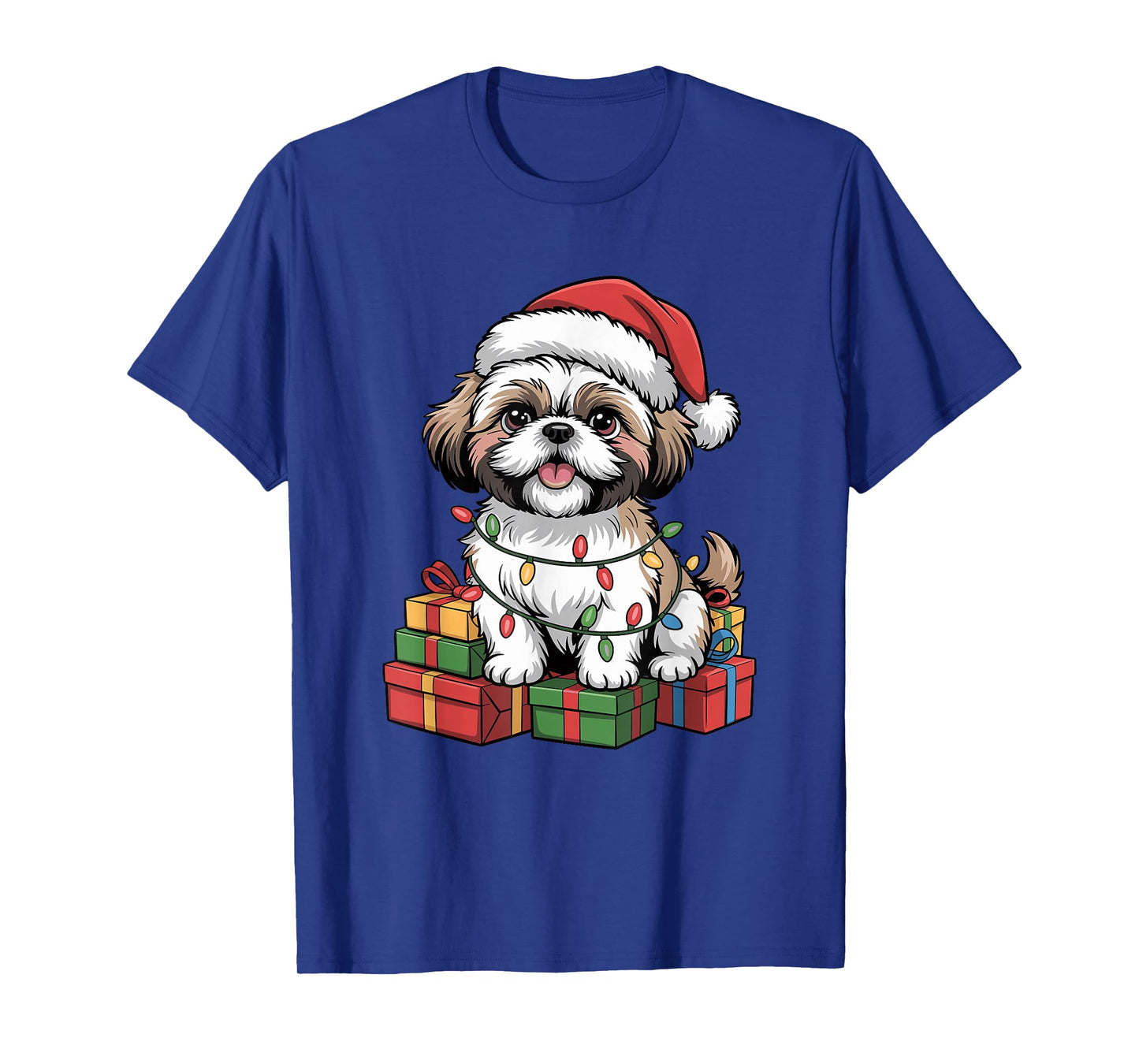 Cute Shih Tzu Santa Hat Christmas Xmas Dog Lovers Holiday T-Shirt