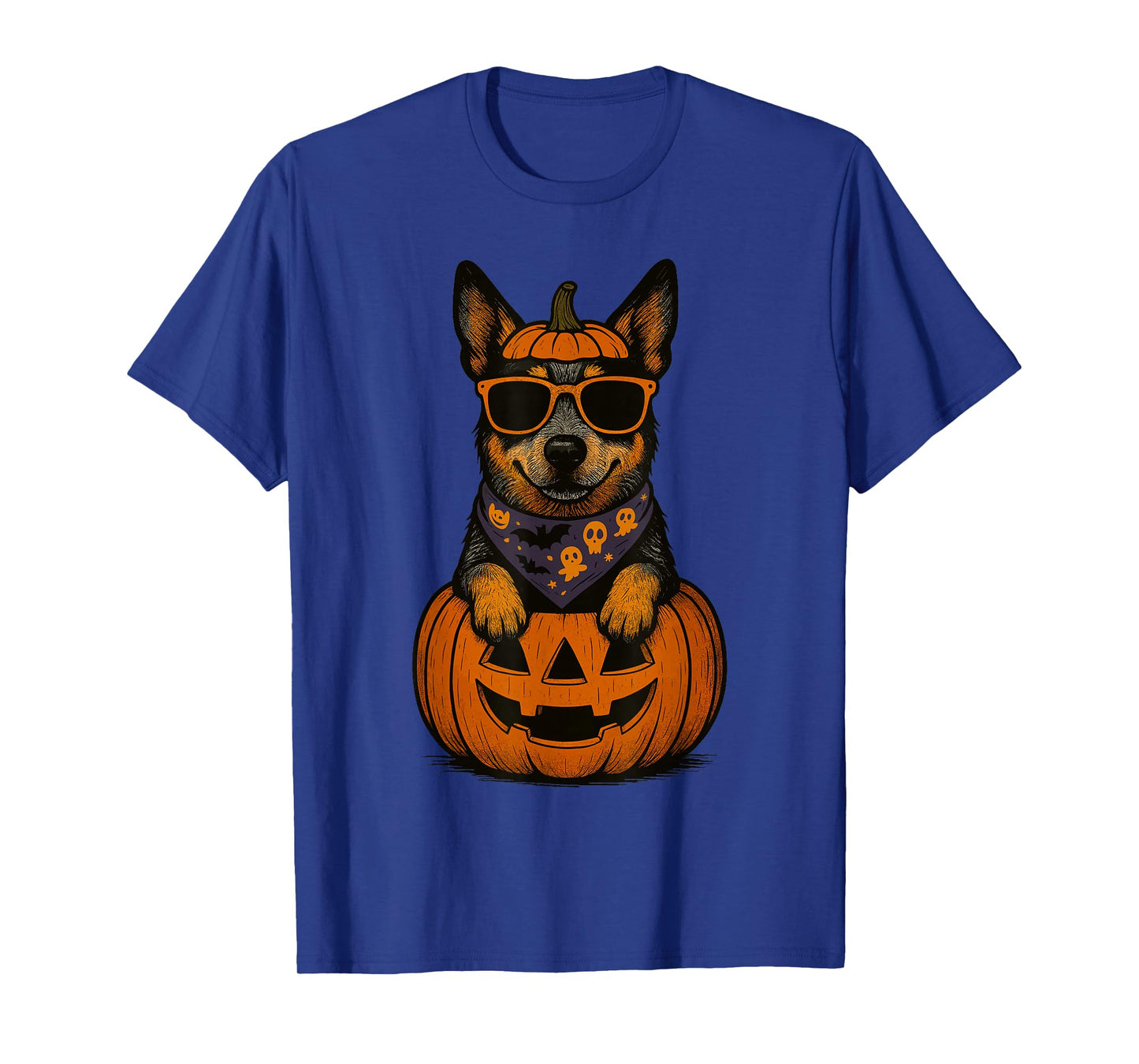 Spooky Blue Heeler Pumpkin Halloween Dog Lover T-Shirt