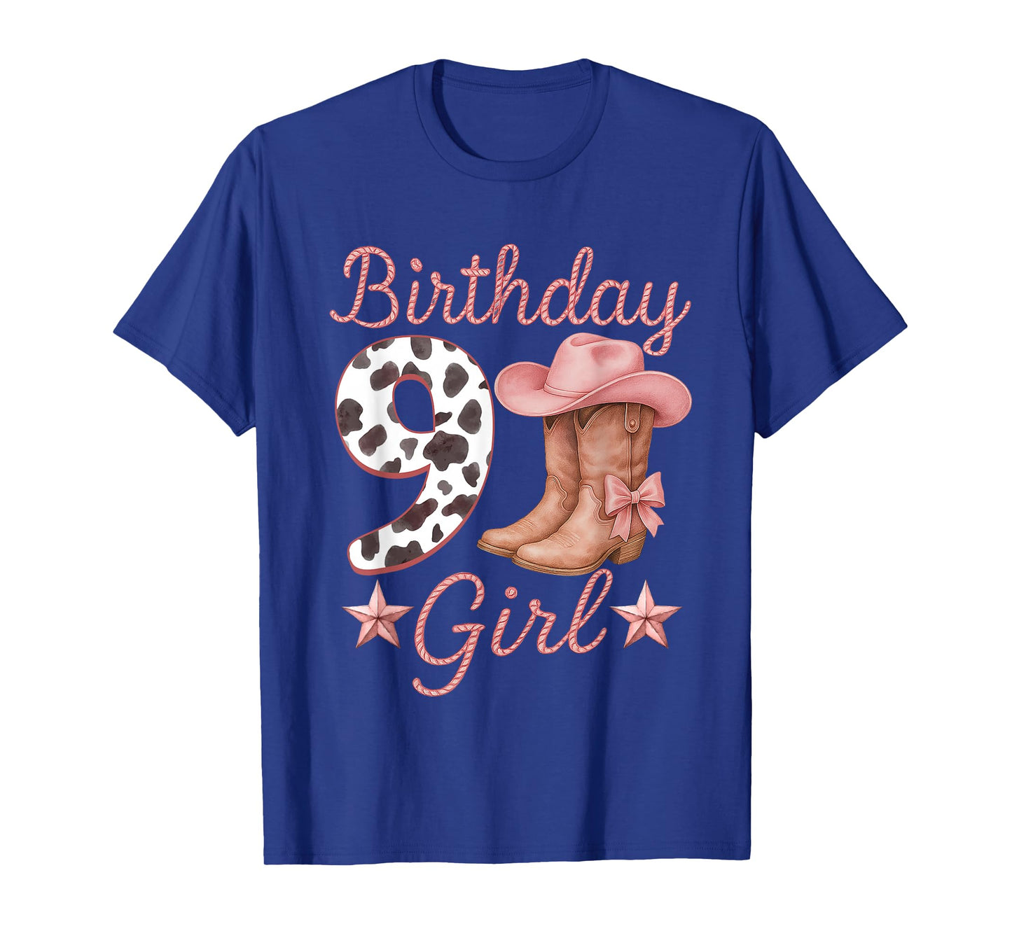 9th Birthday Girl Cowgirl Boots Hat Western Rodeo Outfit T-Shirt