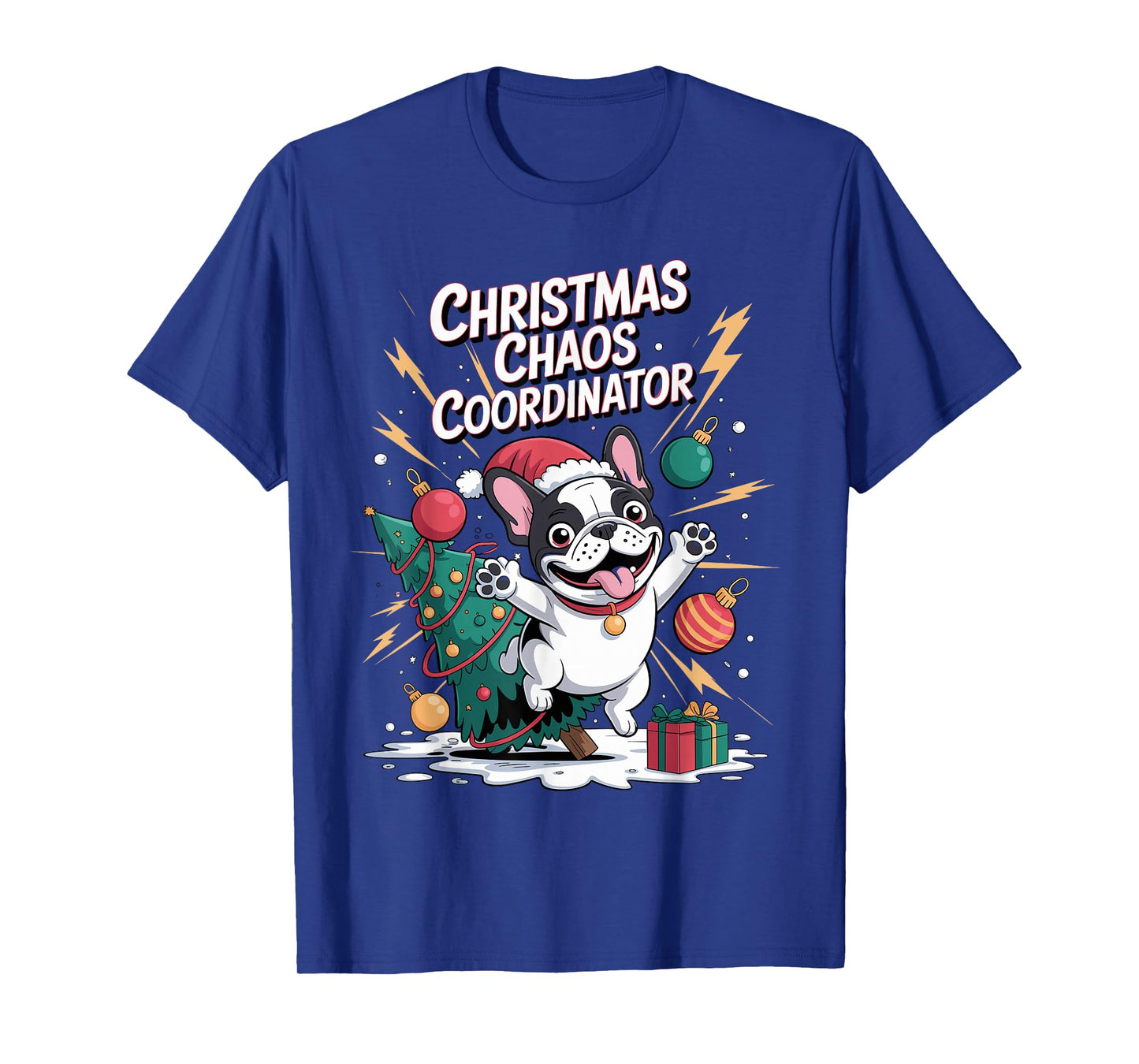 Christmas Chaos Coordinator Xmas Puppy Funny French Bulldog T-Shirt