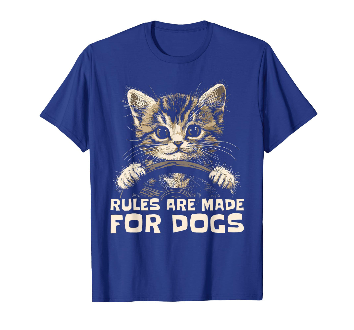 Funny Cat Lover - Rules Are Made for Dogs Driving Cat T-Shirt