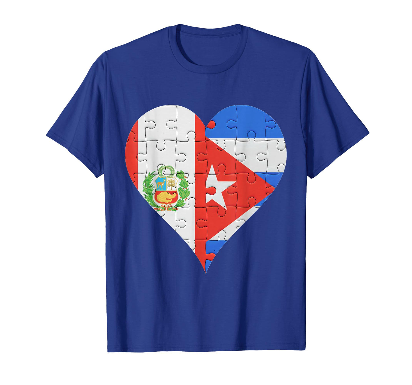 Peruvian Cuban Flag Heart T-Shirt