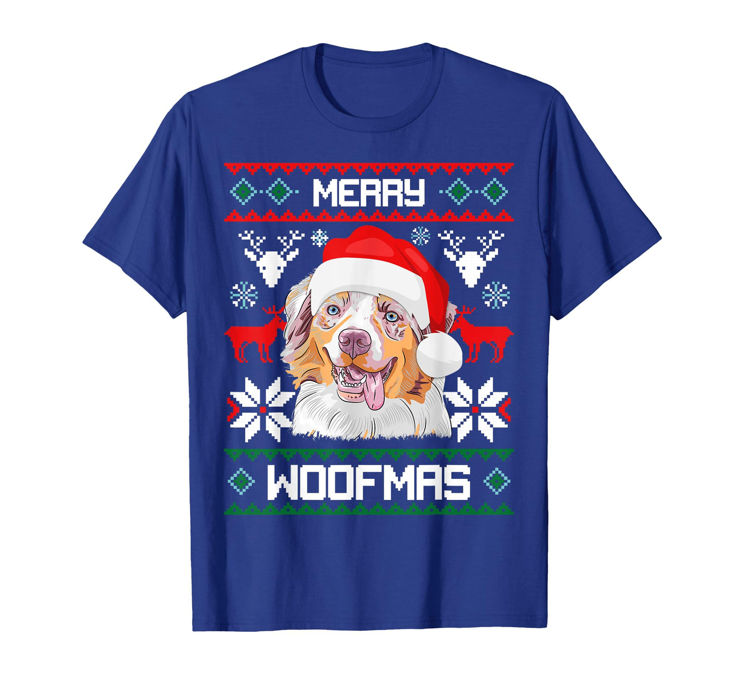 Australian Shepherd Merry Woofmas Christmas Dog Gift T-Shirt