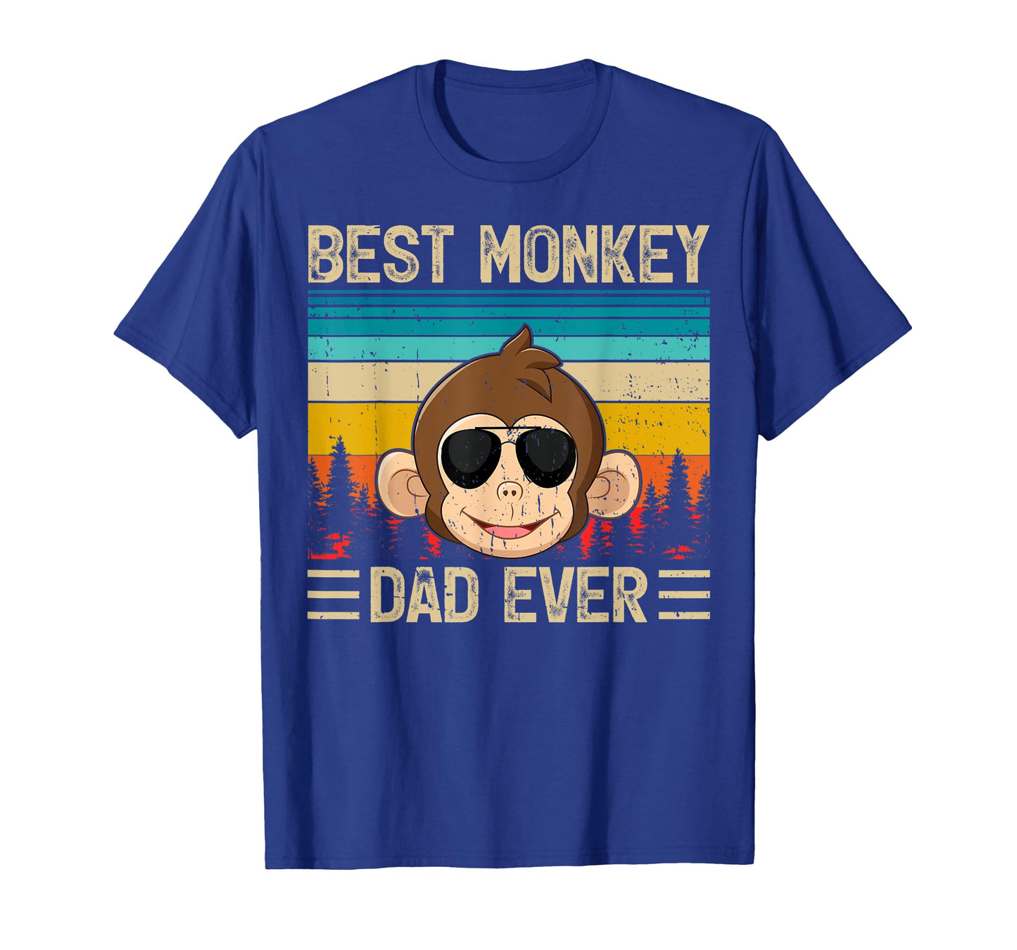 Mens Monkey Vintage Funny Best Monkey Dad Ever Father's Day T-Shirt