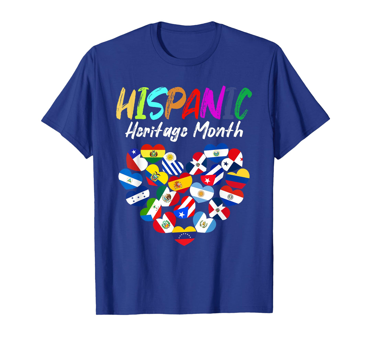 Hispanic Heritage Month All Countries Heart flags kids boys T-Shirt