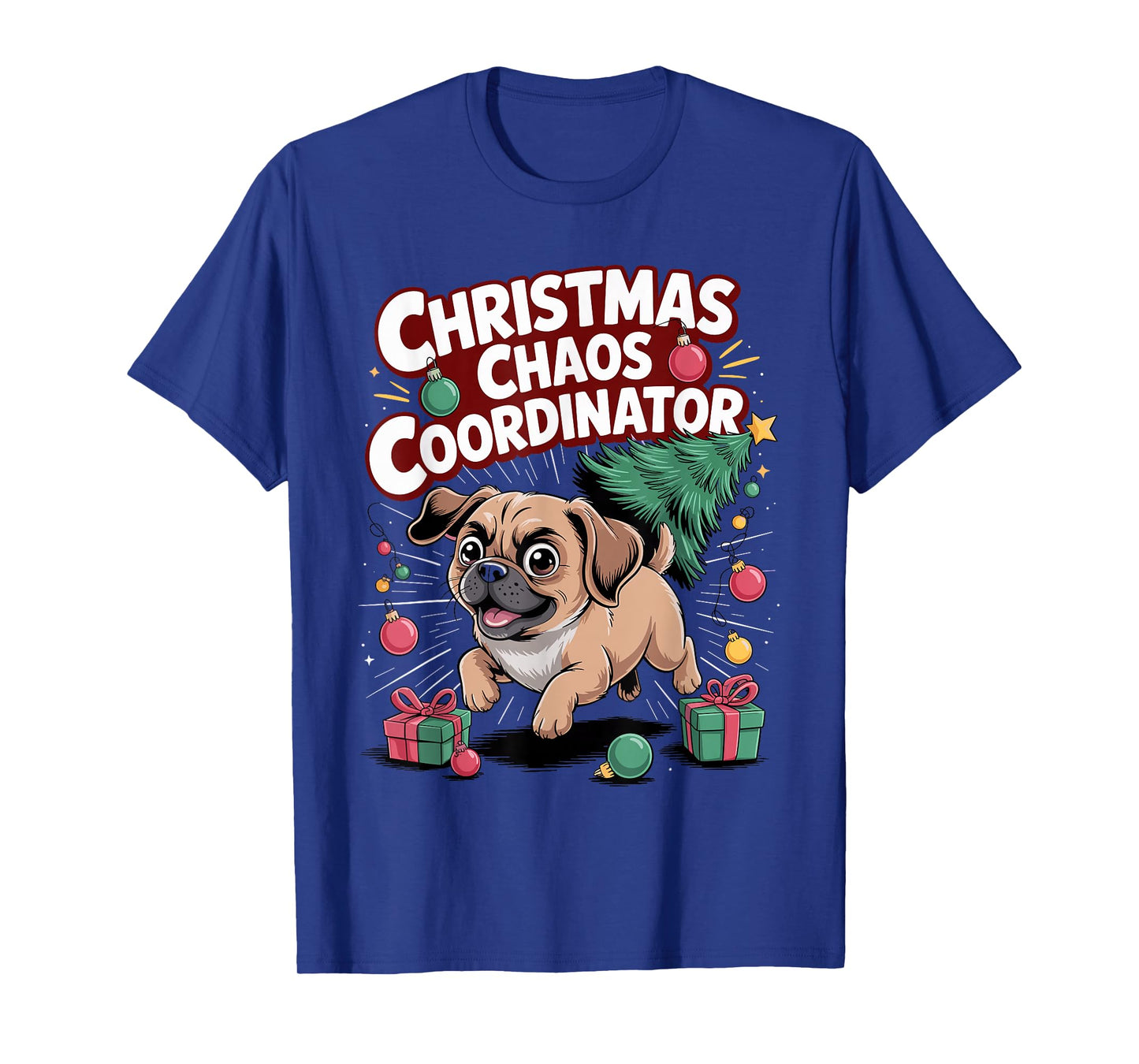 Christmas Chaos Coordinator Xmas Puppy Funny Puggle T-Shirt
